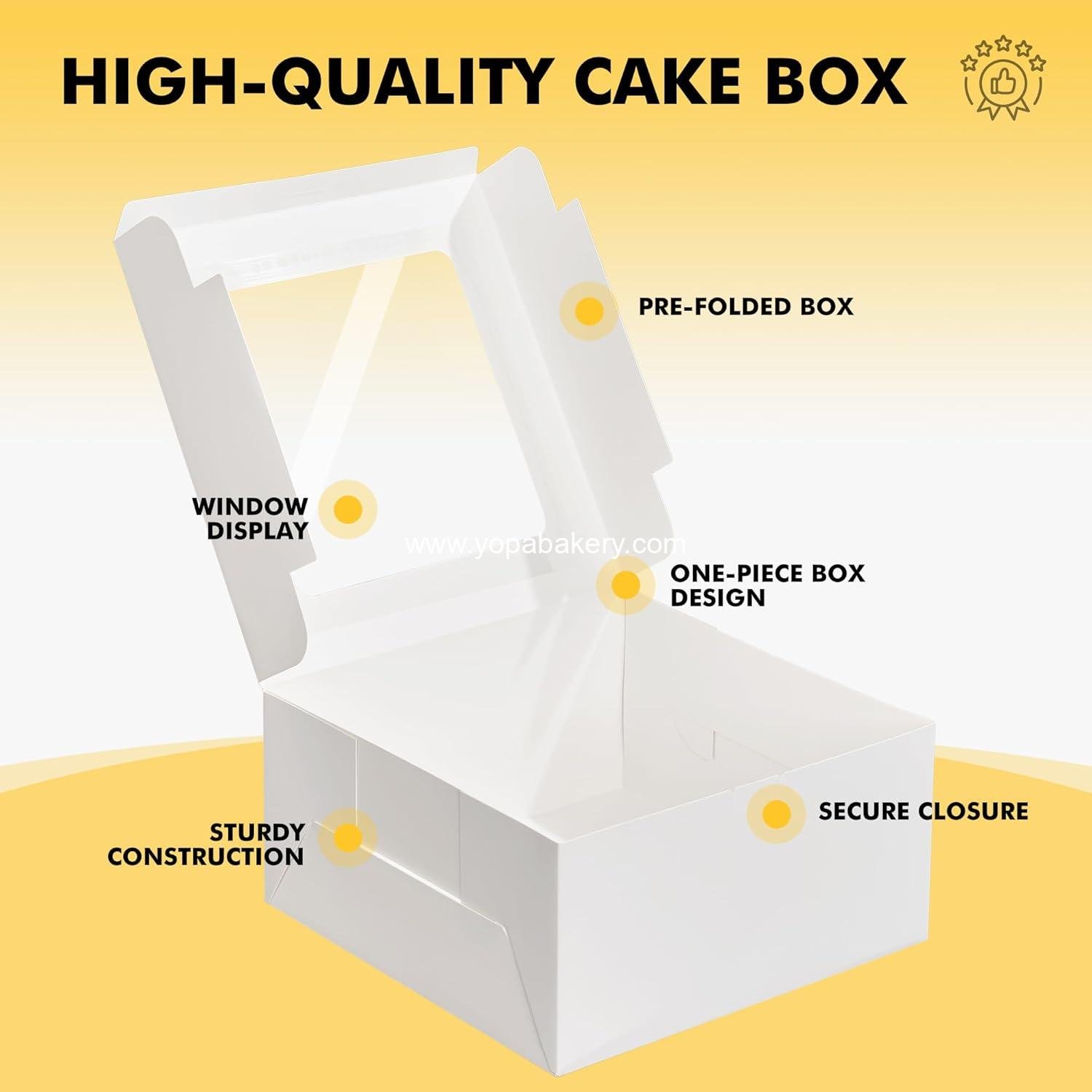 Wholesale 24pcs Cake Boxes with Window, 10x10x5 Inches White Bakery Boxes, Cookie Dessert and Pastry Boxes, Square Cardboard Cake Box for Birthday Party, Donuts, Wedding - Factory