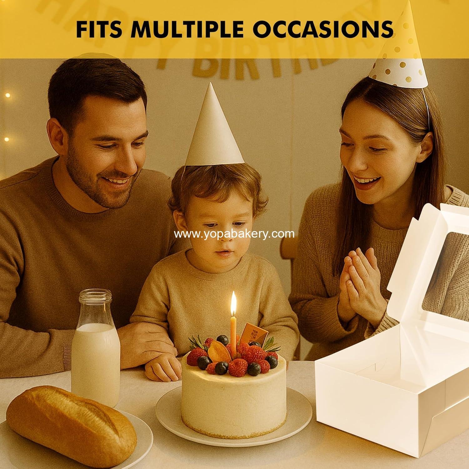 Wholesale 24pcs Cake Boxes with Window, 10x10x5 Inches White Bakery Boxes, Cookie Dessert and Pastry Boxes, Square Cardboard Cake Box for Birthday Party, Donuts, Wedding - Factory