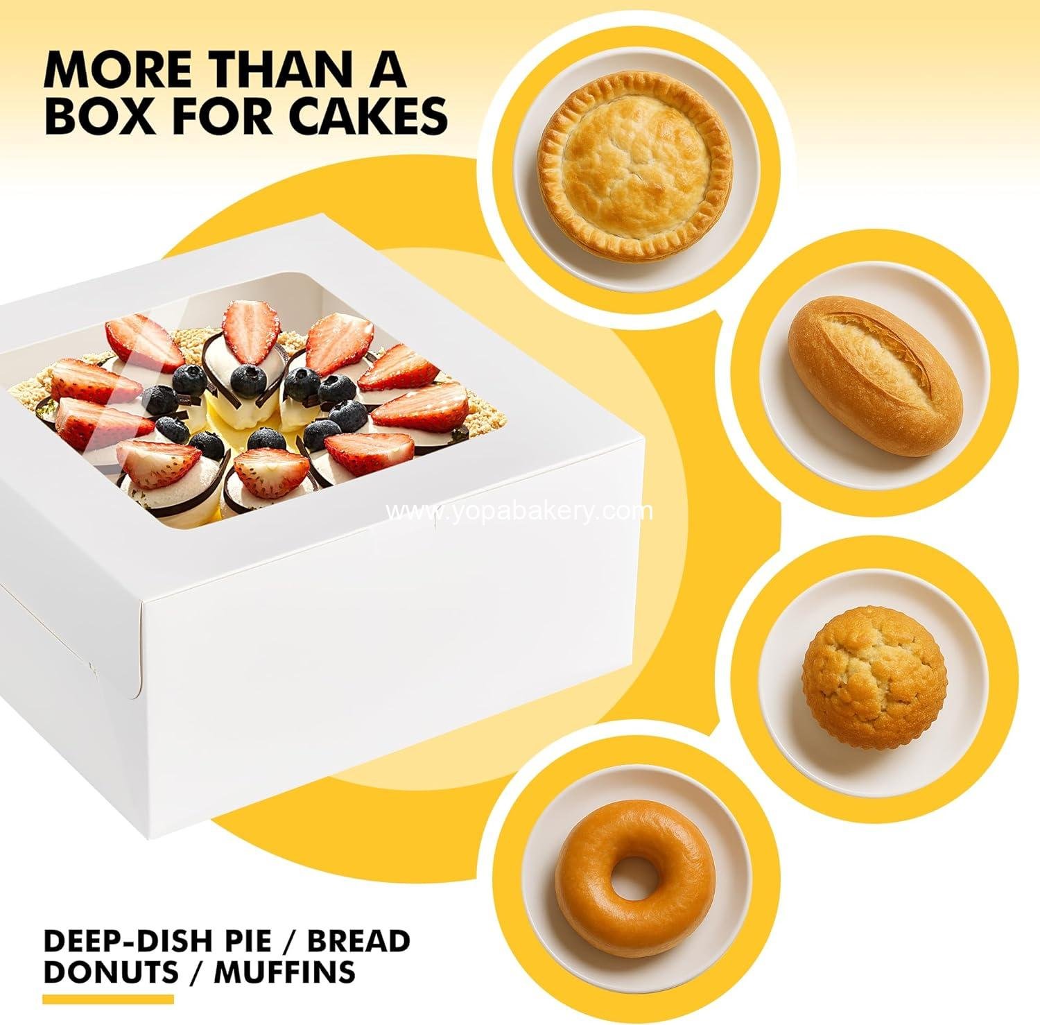 Wholesale 24pcs Cake Boxes with Window, 10x10x5 Inches White Bakery Boxes, Cookie Dessert and Pastry Boxes, Square Cardboard Cake Box for Birthday Party, Donuts, Wedding - Factory