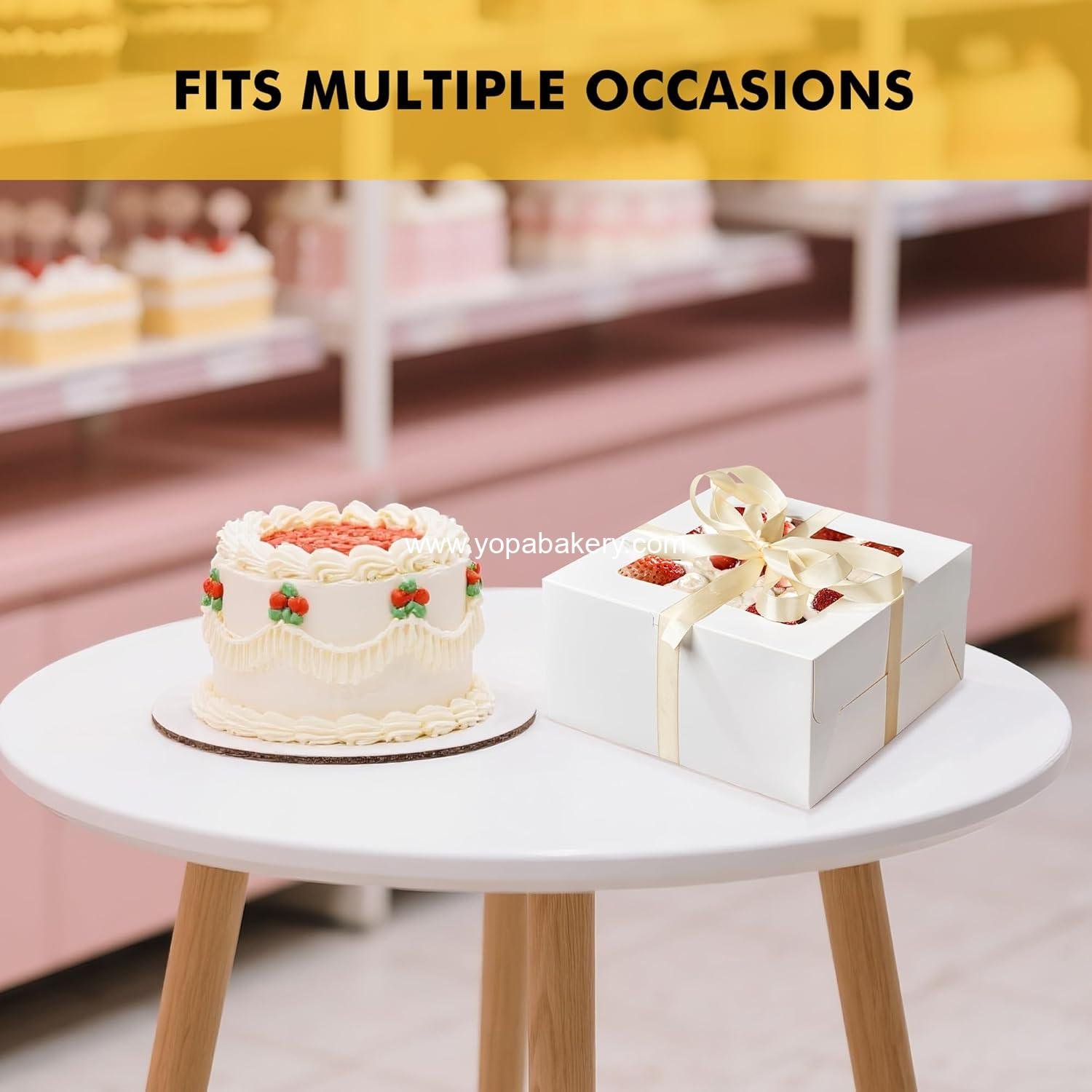 Wholesale 24pcs Cake Boxes with Window, 10x10x5 Inches White Bakery Boxes, Cookie Dessert and Pastry Boxes, Square Cardboard Cake Box for Birthday Party, Donuts, Wedding - Factory