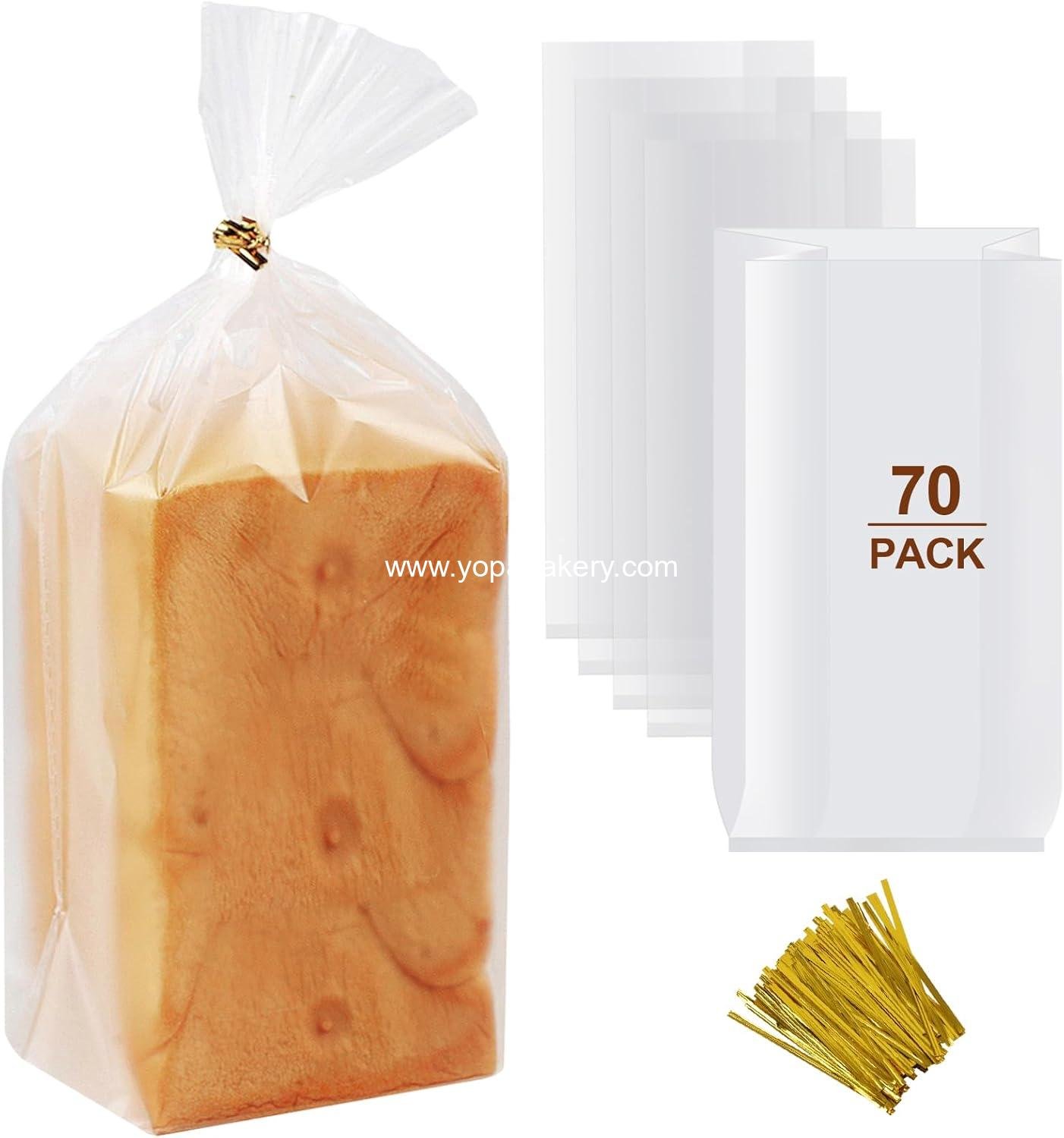Wholesale 70 Pack Clear Bread Bags & 100 Pack Ties, 8" x 4" x 18" Reusable Plastic Bags for Homemade Bread Storage, Perfect for Bakers and Bakery Owners, Factory