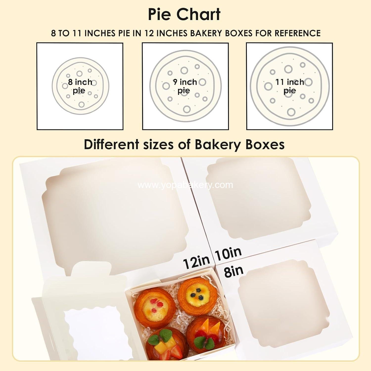 Wholesale 45pcs 12x12x2.5 Inches White Bakery Boxes with Window for Cookies, Cakes, Pies, Pizza, Treats, Chocolate, Pastries, Muffins, and Donuts Factory