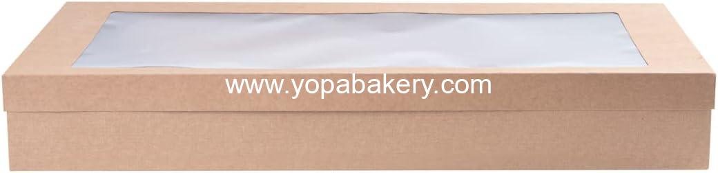 Wholesale 22.2 x 10 x 3.2 Inch Catering Boxes with Window Lids - Easy Assembly Kraft Paper Pastry Boxes for Baked Goods, Charcuterie, or Cupcakes - Factory Wholesale 22.2 x 10 x 3.2 Inch Catering Boxes with Window Lids - Easy Assembly Kraft Paper Pastry Boxes for Baked Goods, Charcuterie, or Cupcakes - Factory