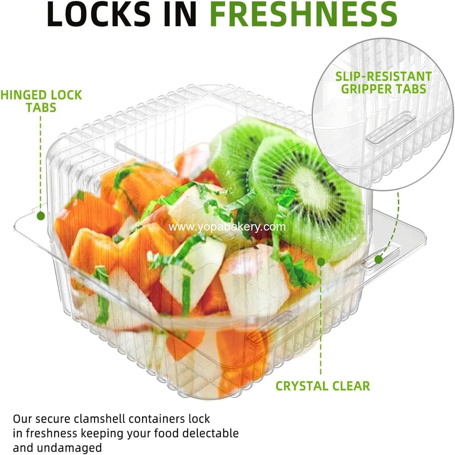 Wholesale 50 Count Clear Plastic Hinged Take Out Containers Clamshell Tray for Desserts, Snacks, Cake Slices, Cookies, and Salads - Factory Wholesale 50 Count Clear Plastic Hinged Take Out Containers Clamshell Tray for Desserts, Snacks, Cake Slices, Cookies, and Salads - Factory