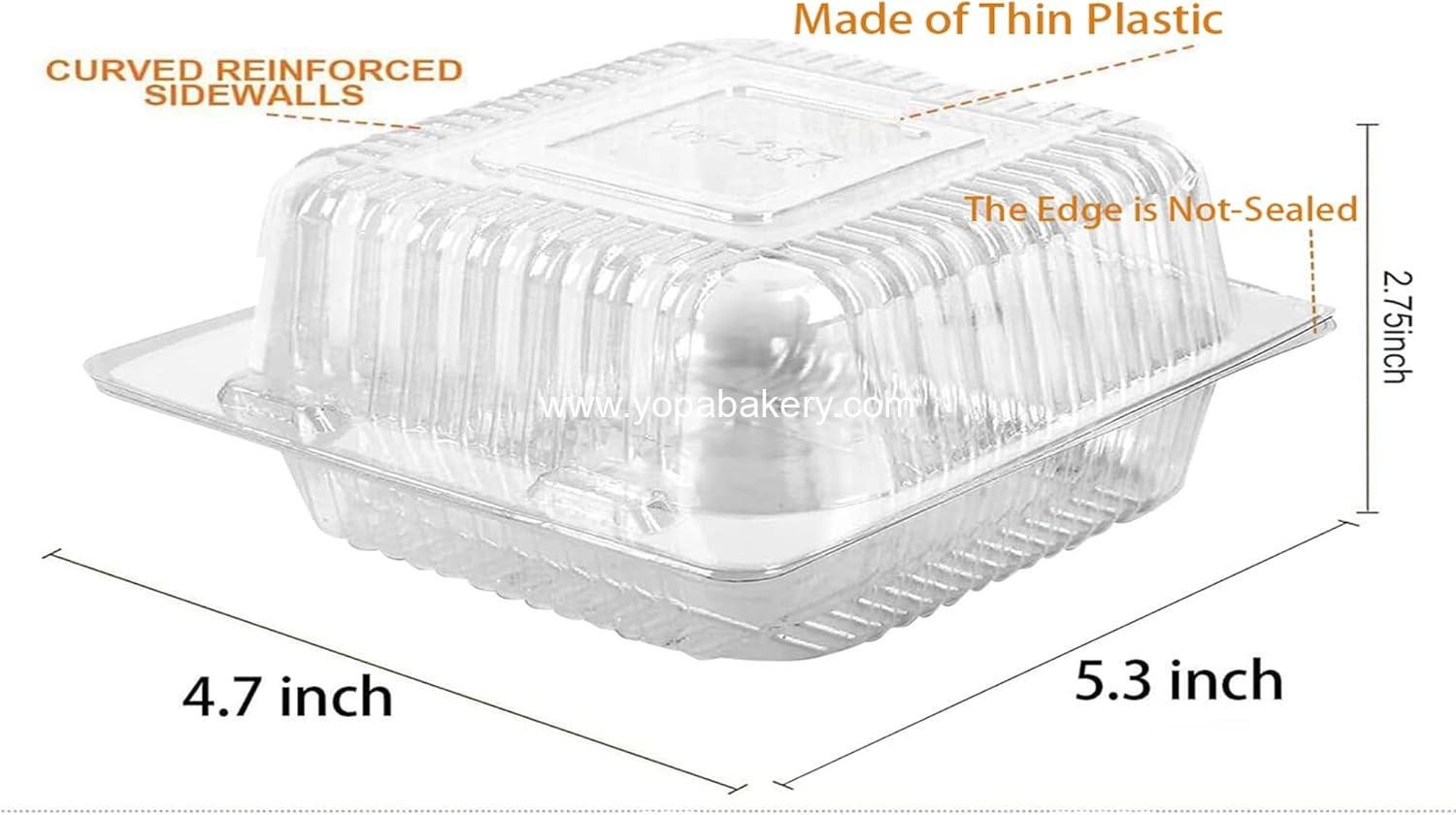 Wholesale 50 Count Clear Plastic Hinged Take Out Containers Clamshell Tray for Desserts, Snacks, Cake Slices, Cookies, and Salads - Factory Wholesale 50 Count Clear Plastic Hinged Take Out Containers Clamshell Tray for Desserts, Snacks, Cake Slices, Cookies, and Salads - Factory