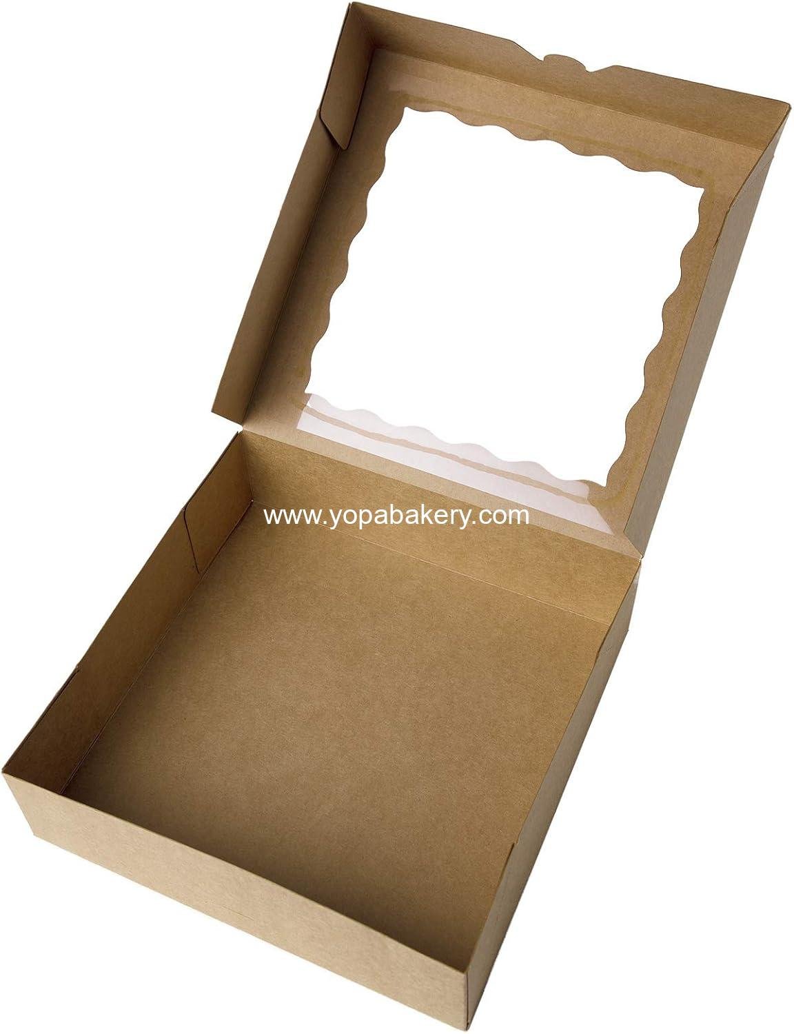 Wholesale 15pcs 10-inch Kraft Bakery Boxes with PVC Window, Large Disposable Pie Boxes for Cookies 10x10x2.5 inches, Pack of 15 Factory