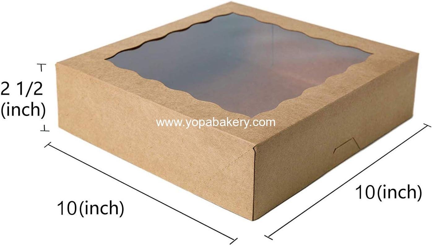 Wholesale 15pcs 10-inch Kraft Bakery Boxes with PVC Window, Large Disposable Pie Boxes for Cookies 10x10x2.5 inches, Pack of 15 Factory