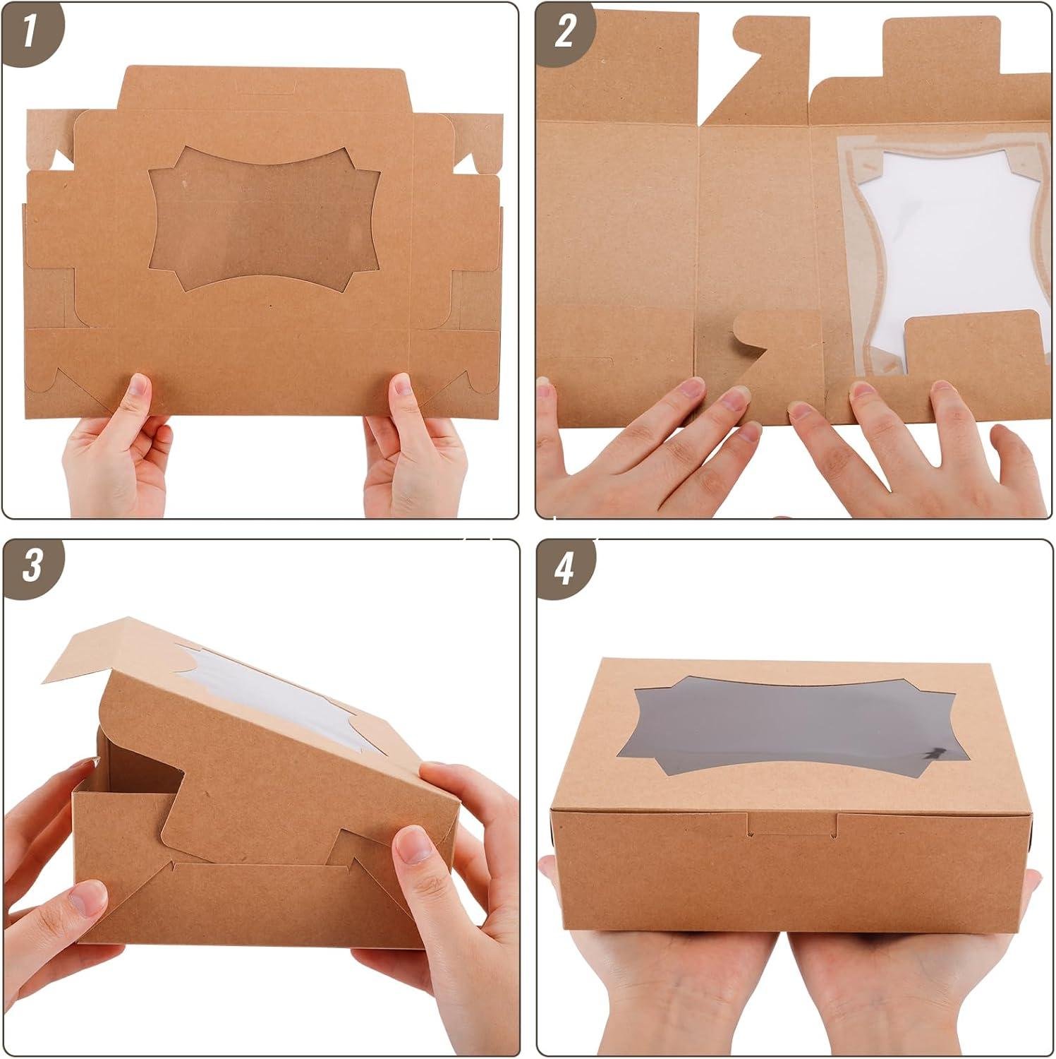 Wholesale 24 pcs 8x6x2.5 Inches Cookie Boxes, Bakery Boxes with 3 Style Window, Treat Boxes for Chocolate Strawberries, Donuts, Cupcakes, Muffins, and Desserts - Factory