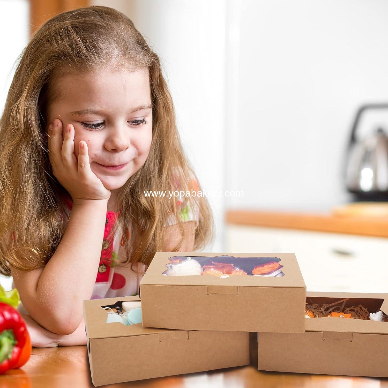 Wholesale 24 pcs 8x6x2.5 Inches Cookie Boxes, Bakery Boxes with 3 Style Window, Treat Boxes for Chocolate Strawberries, Donuts, Cupcakes, Muffins, and Desserts - Factory