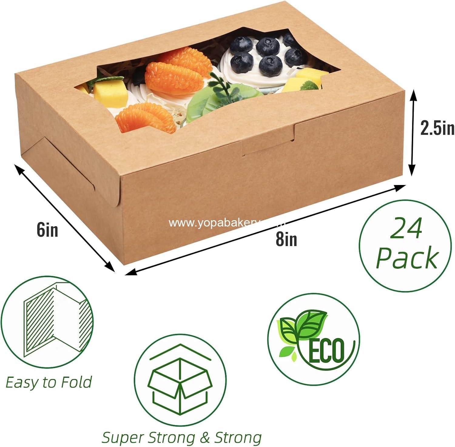 Wholesale 24 pcs 8x6x2.5 Inches Cookie Boxes, Bakery Boxes with 3 Style Window, Treat Boxes for Chocolate Strawberries, Donuts, Cupcakes, Muffins, and Desserts - Factory