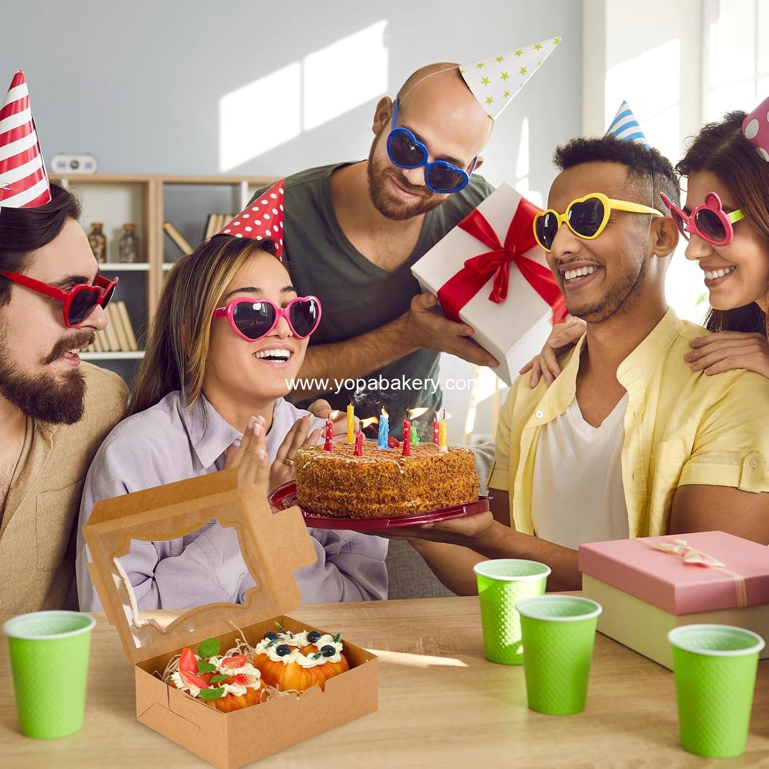 Wholesale 24 pcs 8x6x2.5 Inches Cookie Boxes, Bakery Boxes with 3 Style Window, Treat Boxes for Chocolate Strawberries, Donuts, Cupcakes, Muffins, and Desserts - Factory