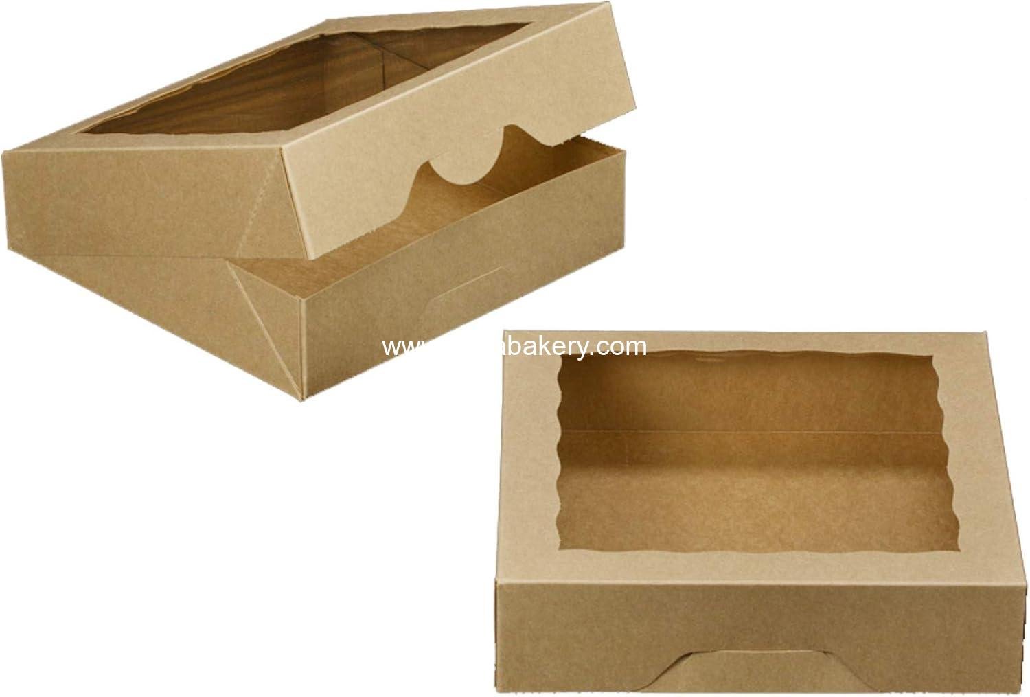 Wholesale 10-Inch Natural Kraft Bakery Pie Boxes with PVC Windows - Large 10x10x2.5 Inch Cookie Boxes, 12 Pack (Brown) - Factory Wholesale 10-Inch Natural Kraft Bakery Pie Boxes with PVC Windows - Large 10x10x2.5 Inch Cookie Boxes, 12 Pack (Brown) - Factory