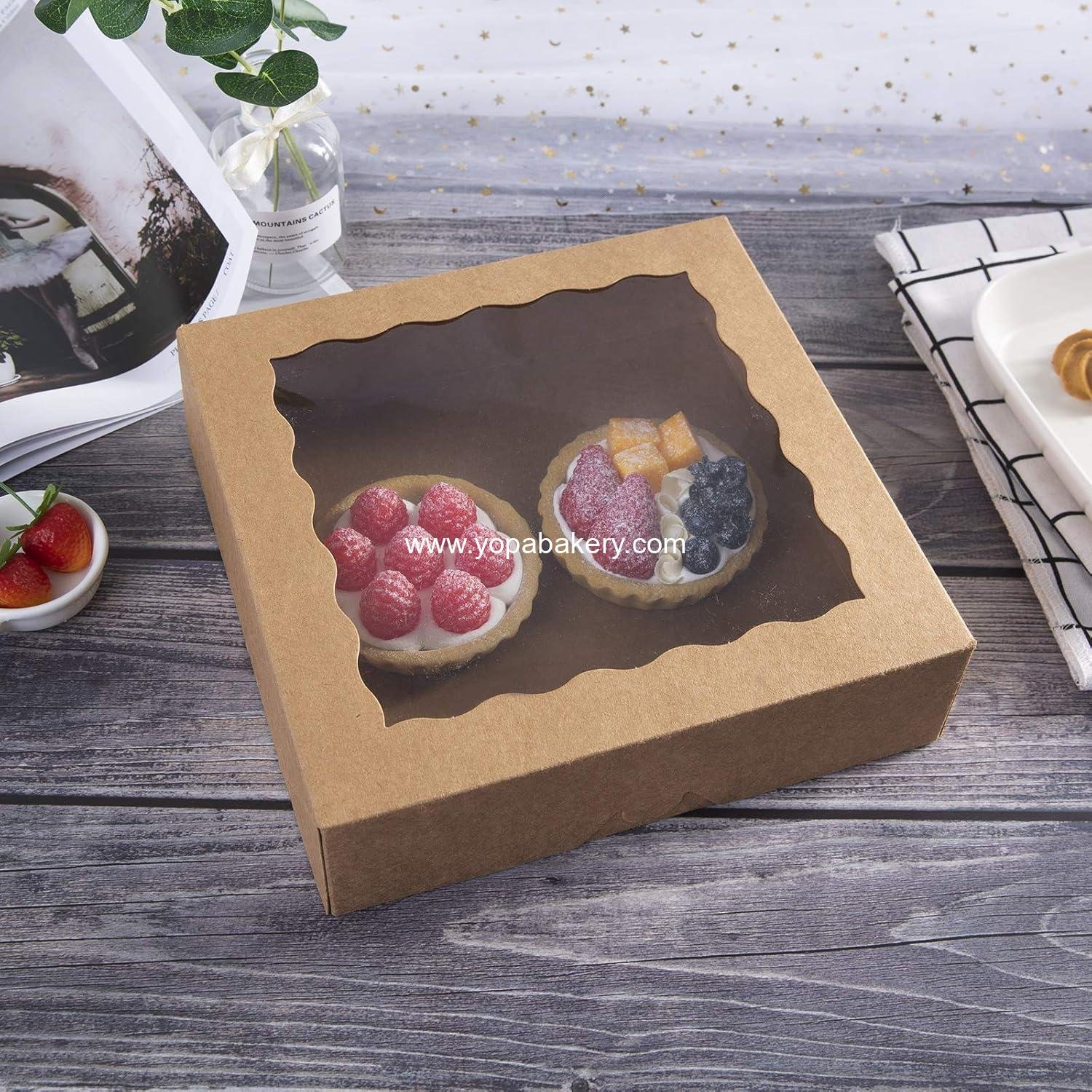 Wholesale 10-Inch Natural Kraft Bakery Pie Boxes with PVC Windows - Large 10x10x2.5 Inch Cookie Boxes, 12 Pack (Brown) - Factory Wholesale 10-Inch Natural Kraft Bakery Pie Boxes with PVC Windows - Large 10x10x2.5 Inch Cookie Boxes, 12 Pack (Brown) - Factory