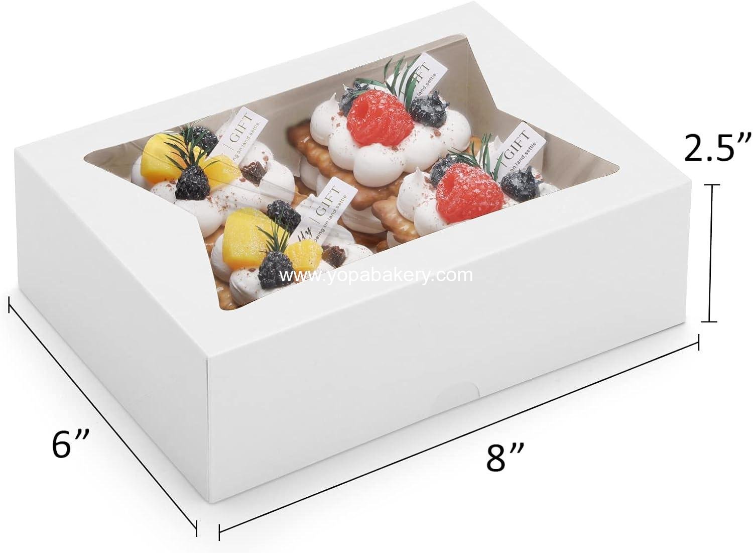 Wholesale Auto-Popup Cookie Boxes with Window, 8x6x2.5 Inches, 24pcs Treat Boxes for Bakery, Donuts, Candy, Pastry, Cupcakes, Biscuits, Chocolate Strawberries - Manufacturer