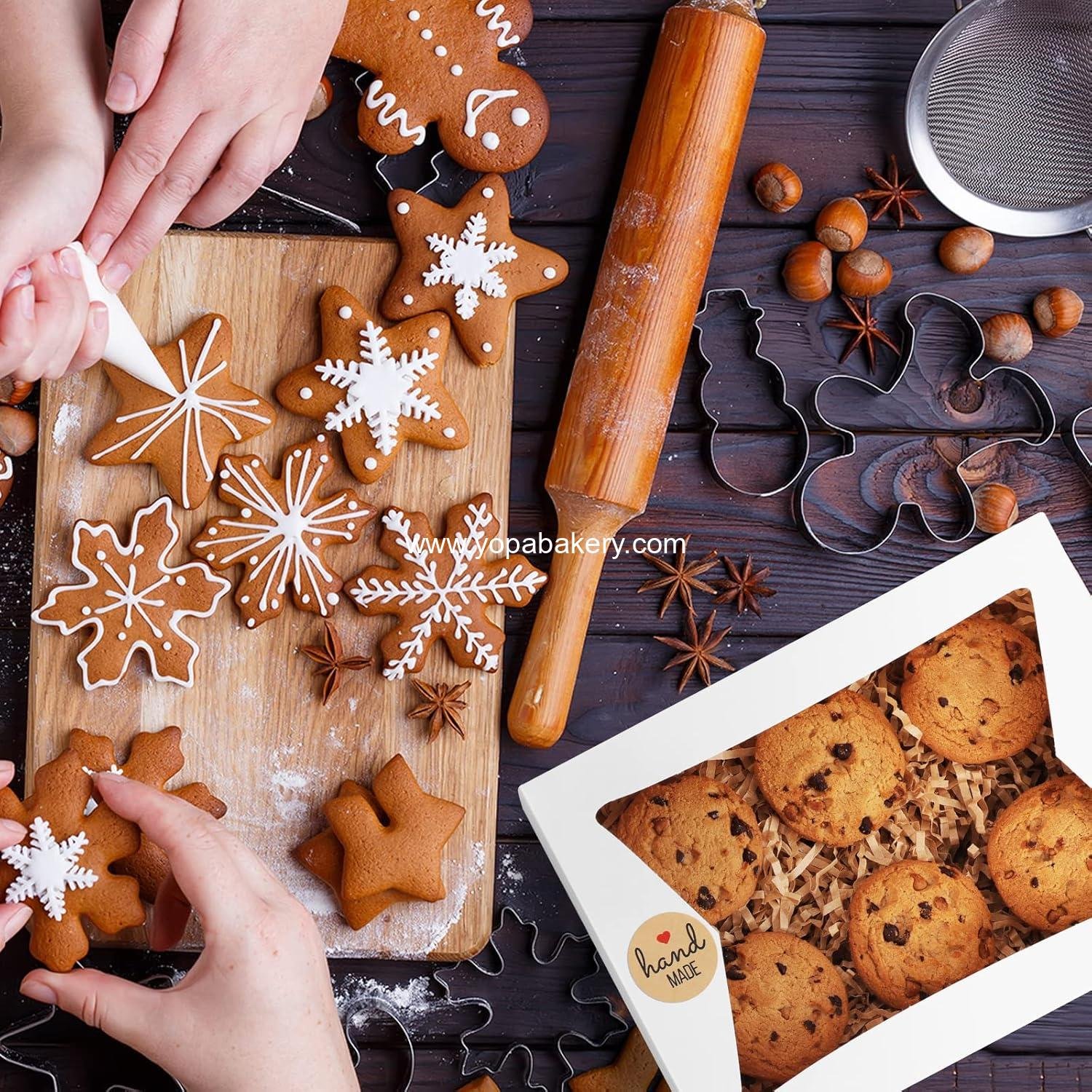 Wholesale Auto-Popup Cookie Boxes with Window, 8x6x2.5 Inches, 24pcs Treat Boxes for Bakery, Donuts, Candy, Pastry, Cupcakes, Biscuits, Chocolate Strawberries - Manufacturer