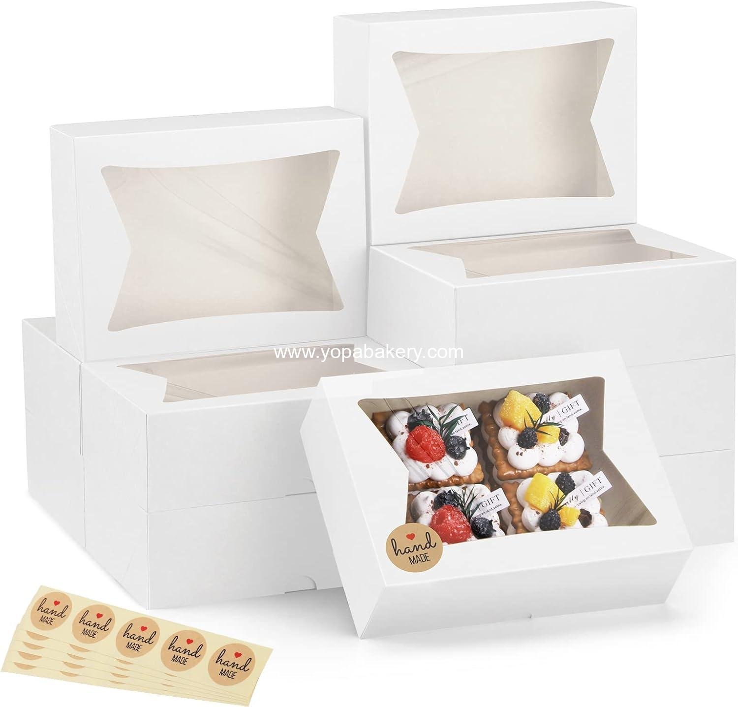 Wholesale Auto-Popup Cookie Boxes with Window, 8x6x2.5 Inches, 24pcs Treat Boxes for Bakery, Donuts, Candy, Pastry, Cupcakes, Biscuits, Chocolate Strawberries - Manufacturer