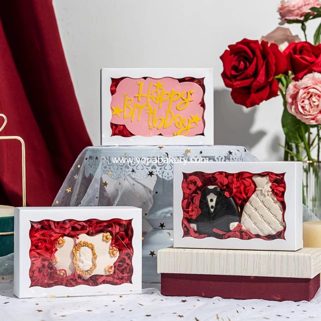 Wholesale 50 Pack DIY Assembly White Cookie Boxes with Window, 7 x 4 3/8 x 1½ Inches Bakery Packaging for Macarons, Cakes, and Chocolates Factory