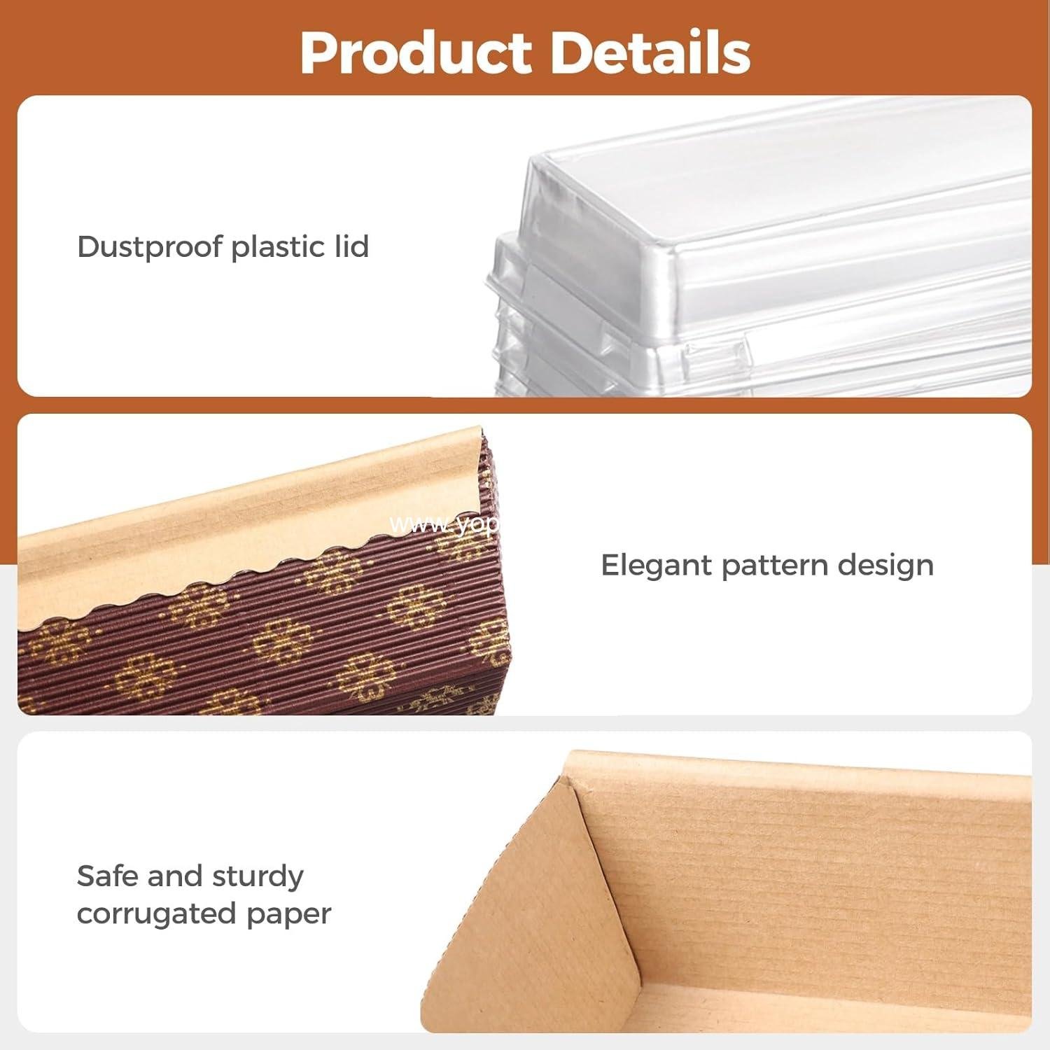 Wholesale 50 Pcs Disposable Paper Loaf Pans with Plastic Lids, 5.9x2.6x2