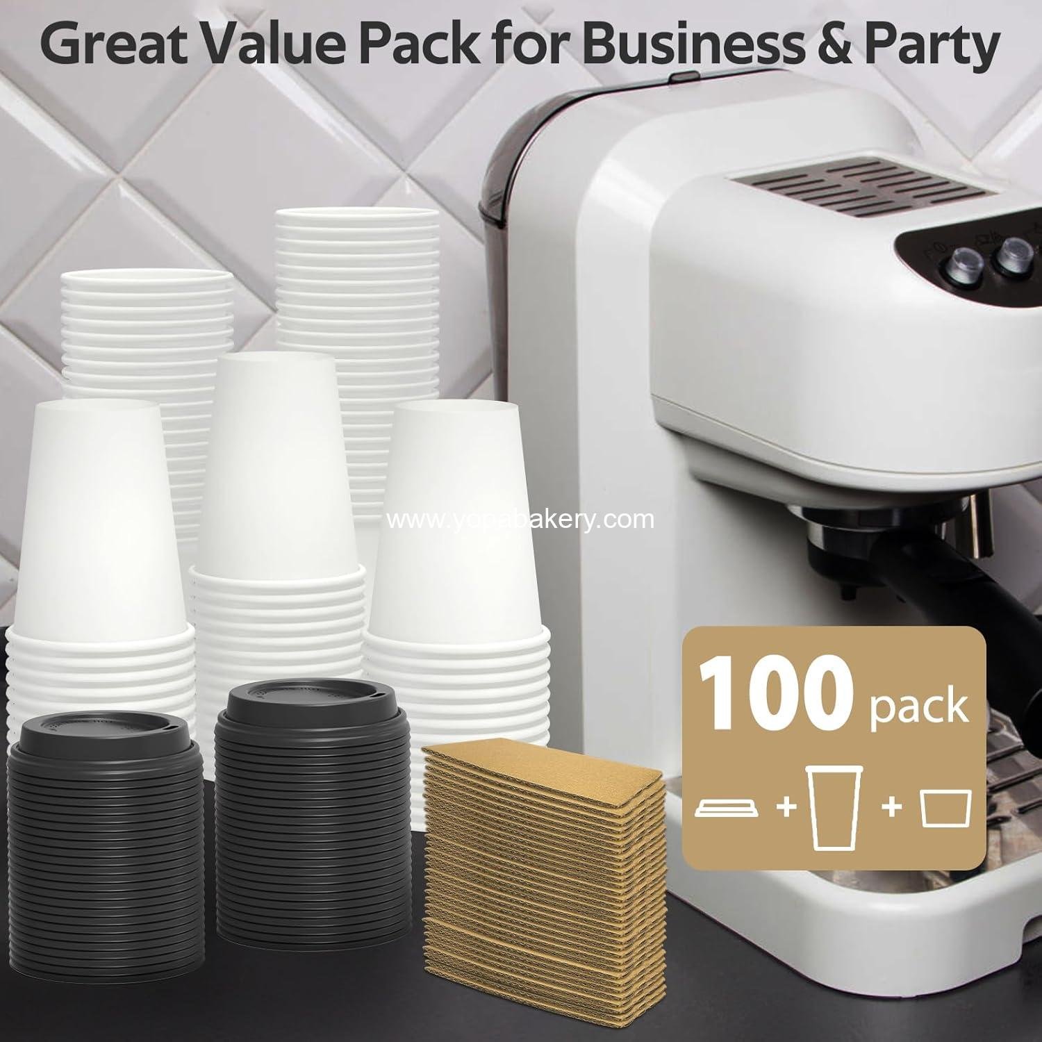 Wholesale 100 Pack 12 oz Disposable Coffee Cups with Lids and Sleeves - Sturdy Leak-free Insulated Paper Hot & Cold Beverage Cups with Sip Lids - Manufacturer Wholesale 100 Pack 12 oz Disposable Coffee Cups with Lids and Sleeves - Sturdy Leak-free Insulated Paper Hot & Cold Beverage Cups with Sip Lids - Manufacturer