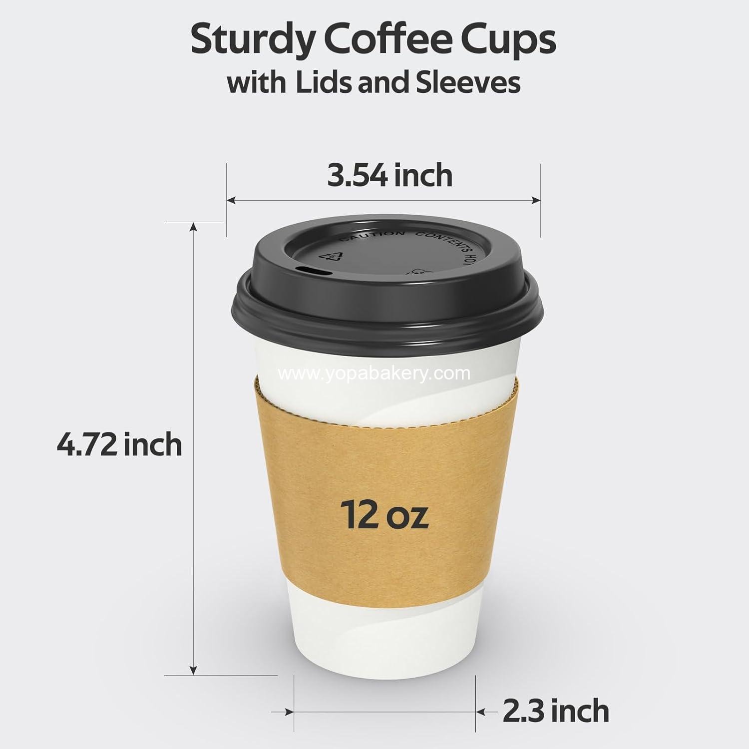 Wholesale 100 Pack 12 oz Disposable Coffee Cups with Lids and Sleeves - Sturdy Leak-free Insulated Paper Hot & Cold Beverage Cups with Sip Lids - Manufacturer Wholesale 100 Pack 12 oz Disposable Coffee Cups with Lids and Sleeves - Sturdy Leak-free Insulated Paper Hot & Cold Beverage Cups with Sip Lids - Manufacturer