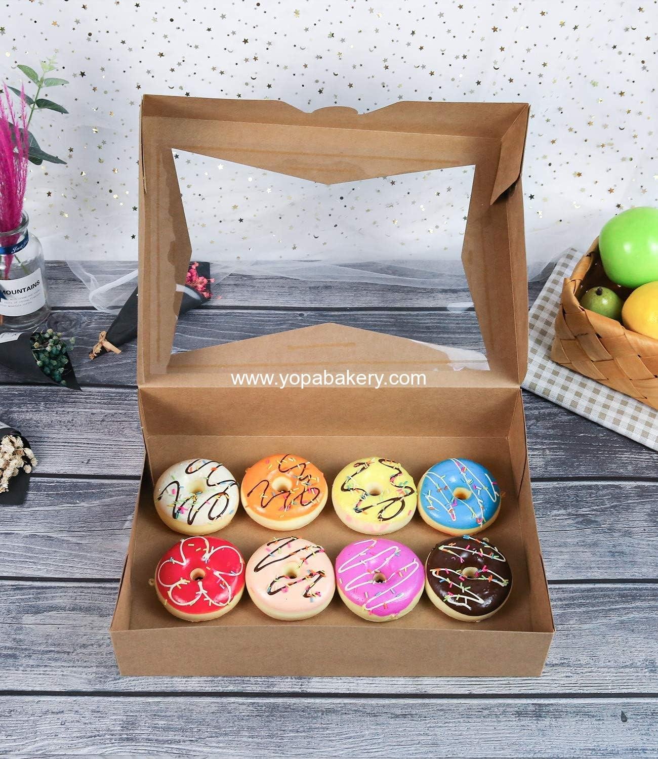 Wholesale 15-Pack Brown Paperboard Lock Corner Window Bakery Cookie Boxes - 14x10x3 Inch Containers with PVC Windows for Pie and Cookies - Factory