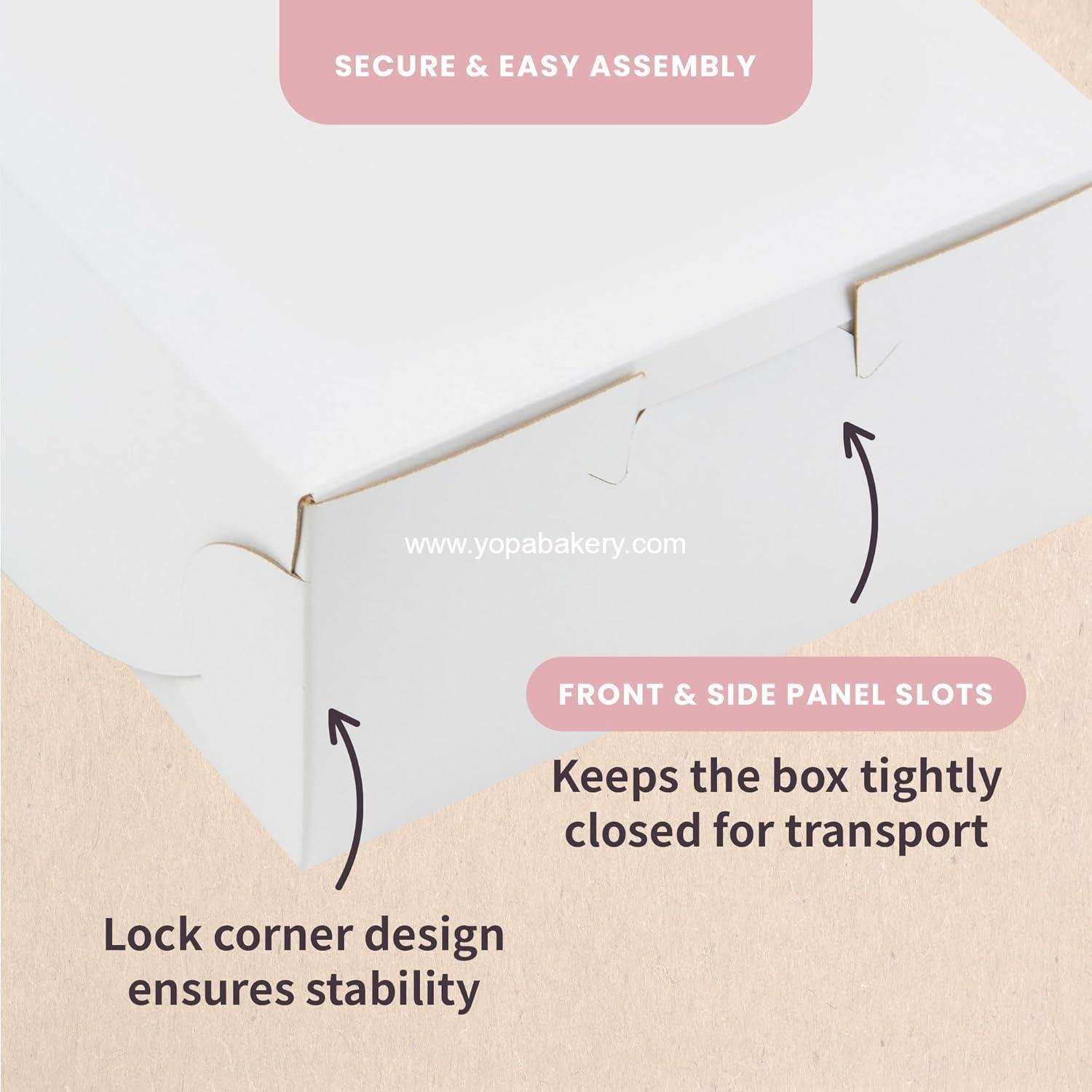 Wholesale Reversible 6” Classic Bakery Boxes for Pastries & Cookies, Secure with Side Panel Clips & Front Tuck Lock, 6 x 6 x 3 Inches (Pack of 50) - Factory