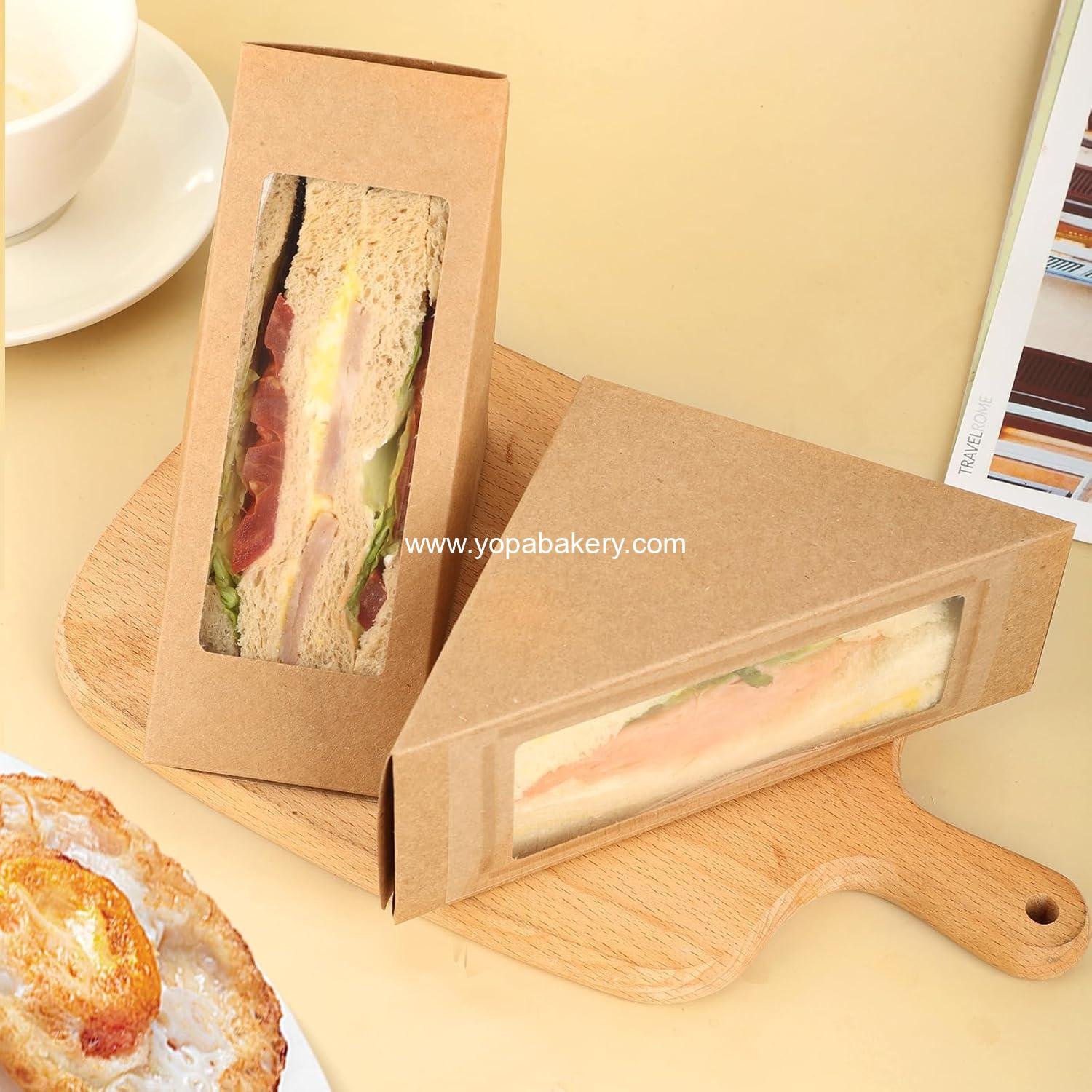 Wholesale Paper Sandwich Boxes 50 Pieces Take Out Containers with Window Mini Burger Boxes for Bakery and Restaurant Takeaway Services - Factory Wholesale Paper Sandwich Boxes 50 Pieces Take Out Containers with Window Mini Burger Boxes for Bakery and Restaurant Takeaway Services - Factory