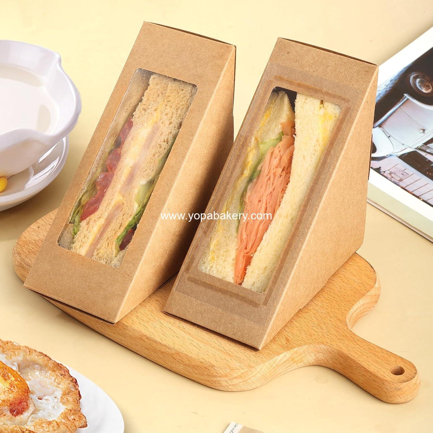 Wholesale Paper Sandwich Boxes 50 Pieces Take Out Containers with Window Mini Burger Boxes for Bakery and Restaurant Takeaway Services - Factory Wholesale Paper Sandwich Boxes 50 Pieces Take Out Containers with Window Mini Burger Boxes for Bakery and Restaurant Takeaway Services - Factory