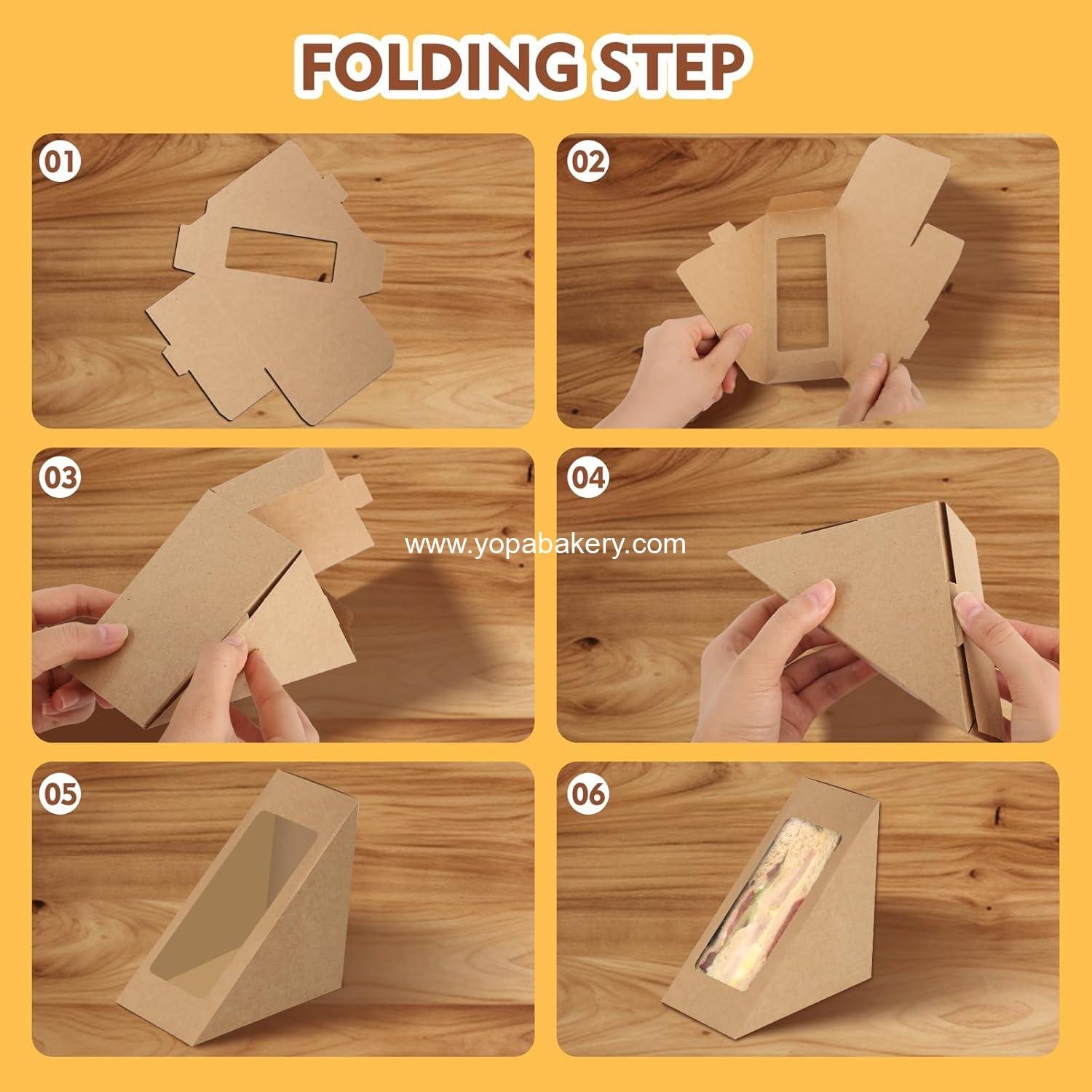 Wholesale Paper Sandwich Boxes 50 Pieces Take Out Containers with Window Mini Burger Boxes for Bakery and Restaurant Takeaway Services - Factory Wholesale Paper Sandwich Boxes 50 Pieces Take Out Containers with Window Mini Burger Boxes for Bakery and Restaurant Takeaway Services - Factory