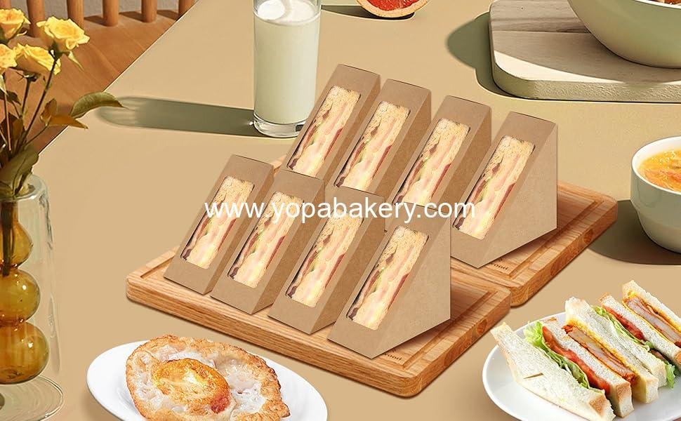 Wholesale Paper Sandwich Boxes 50 Pieces Take Out Containers with Window Mini Burger Boxes for Bakery and Restaurant Takeaway Services - Factory Wholesale Paper Sandwich Boxes 50 Pieces Take Out Containers with Window Mini Burger Boxes for Bakery and Restaurant Takeaway Services - Factory