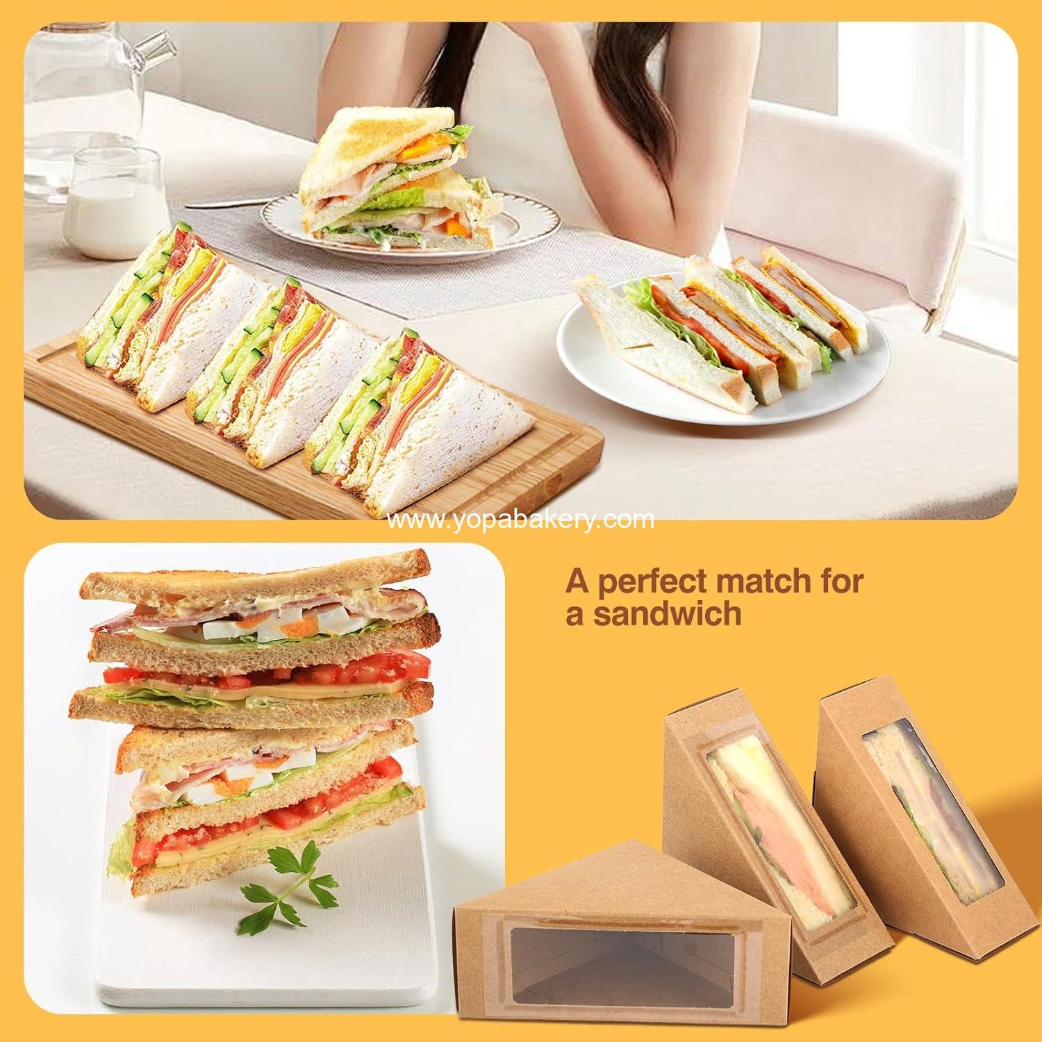 Wholesale Paper Sandwich Boxes 50 Pieces Take Out Containers with Window Mini Burger Boxes for Bakery and Restaurant Takeaway Services - Factory Wholesale Paper Sandwich Boxes 50 Pieces Take Out Containers with Window Mini Burger Boxes for Bakery and Restaurant Takeaway Services - Factory