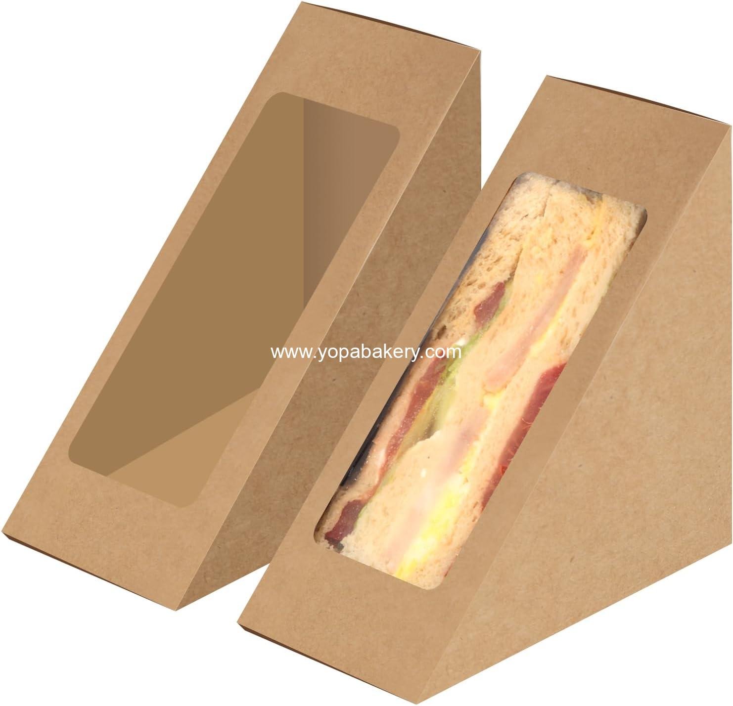 Wholesale Paper Sandwich Boxes 50 Pieces Take Out Containers with Window Mini Burger Boxes for Bakery and Restaurant Takeaway Services - Factory