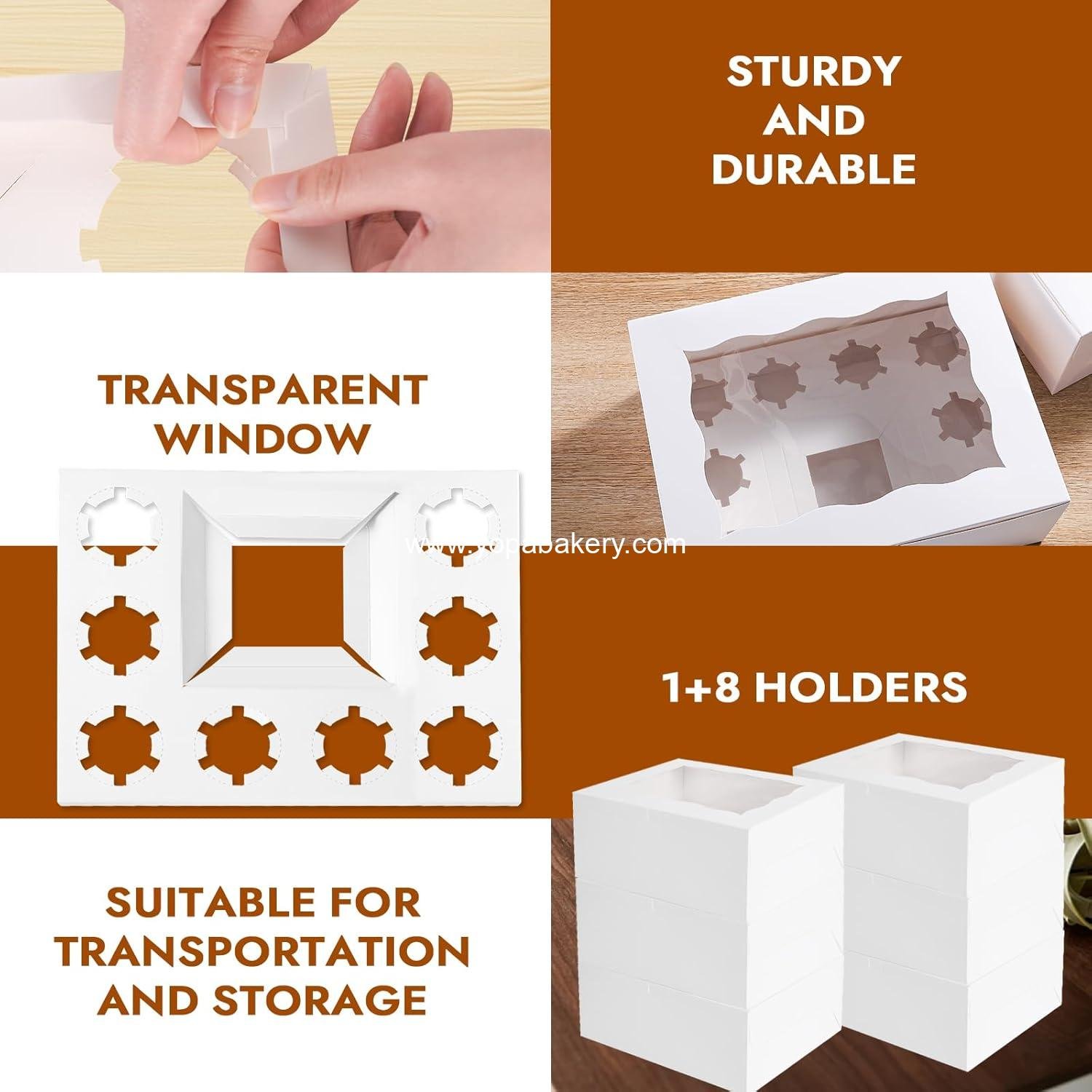 Wholesale 10-Pack Cake and 8-Cupcake Bento Box Dessert Storage Container with Lid - Portable Transparent Box for Birthdays and Parties (White, 1+8) - Factory Wholesale 10-Pack Cake and 8-Cupcake Bento Box Dessert Storage Container with Lid - Portable Transparent Box for Birthdays and Parties (White, 1+8) - Factory