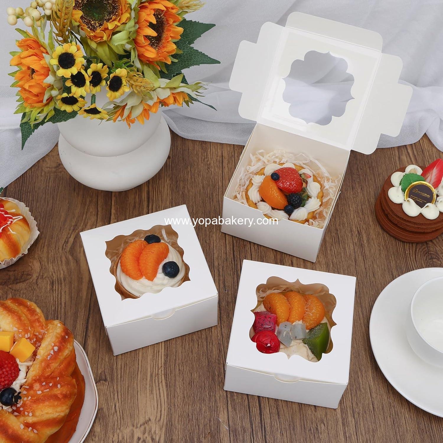 Wholesale 150pcs White Cookie Boxes with Window, 4x4x2.5 Inch Small Bakery Boxes, 3 Styles for Desserts, Chocolate Strawberries, Donuts, and Party Favors - Factory