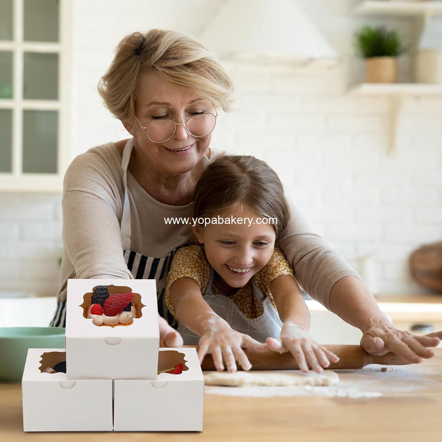 Wholesale 150pcs White Cookie Boxes with Window, 4x4x2.5 Inch Small Bakery Boxes, 3 Styles for Desserts, Chocolate Strawberries, Donuts, and Party Favors - Factory