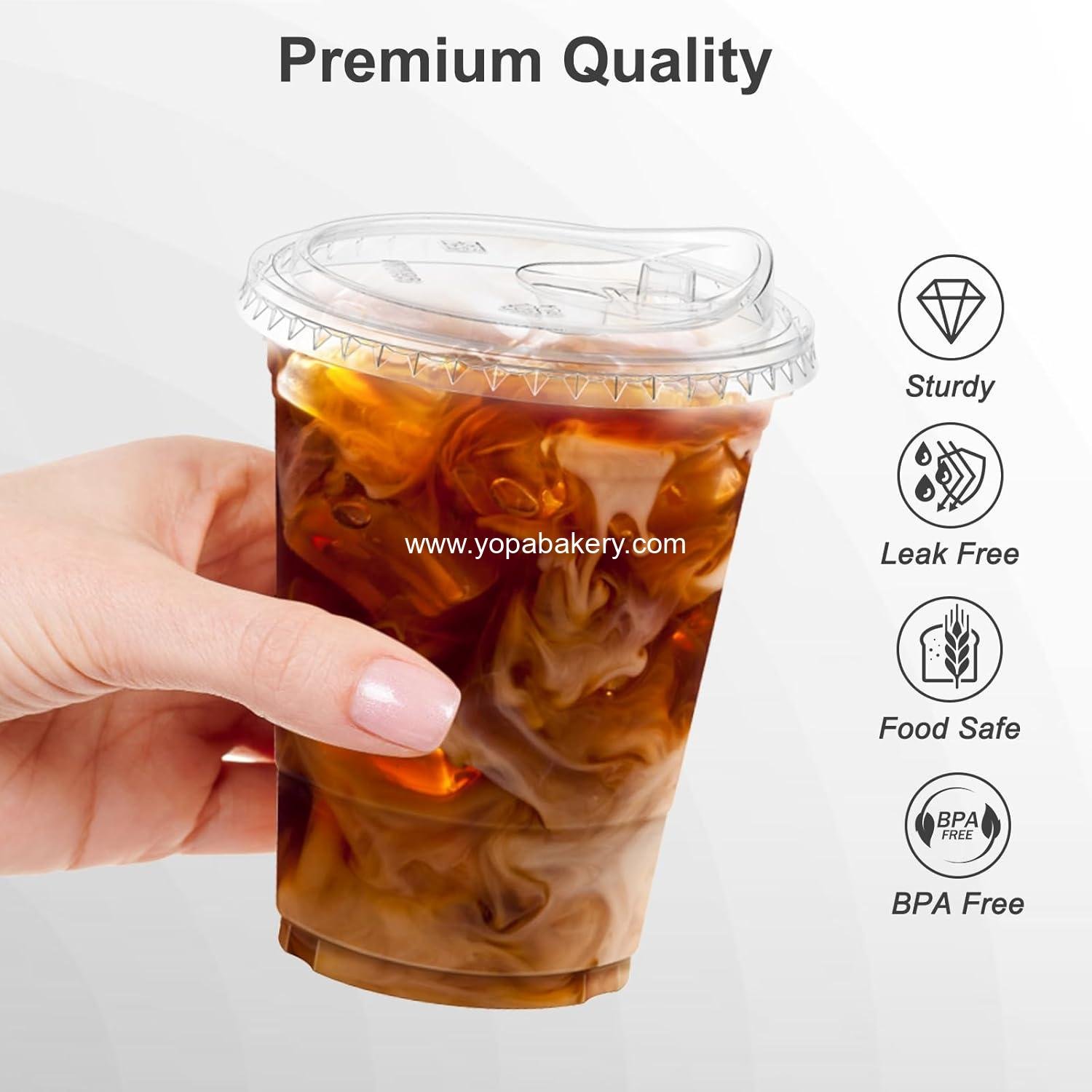 Wholesale 100 Pack - 16 oz Clear Plastic Cups with Lids, Sturdy Iced Coffee & Smoothie Cups for Cold Drinks, Sip Lids Factory Wholesale 100 Pack - 16 oz Clear Plastic Cups with Lids, Sturdy Iced Coffee & Smoothie Cups for Cold Drinks, Sip Lids Factory