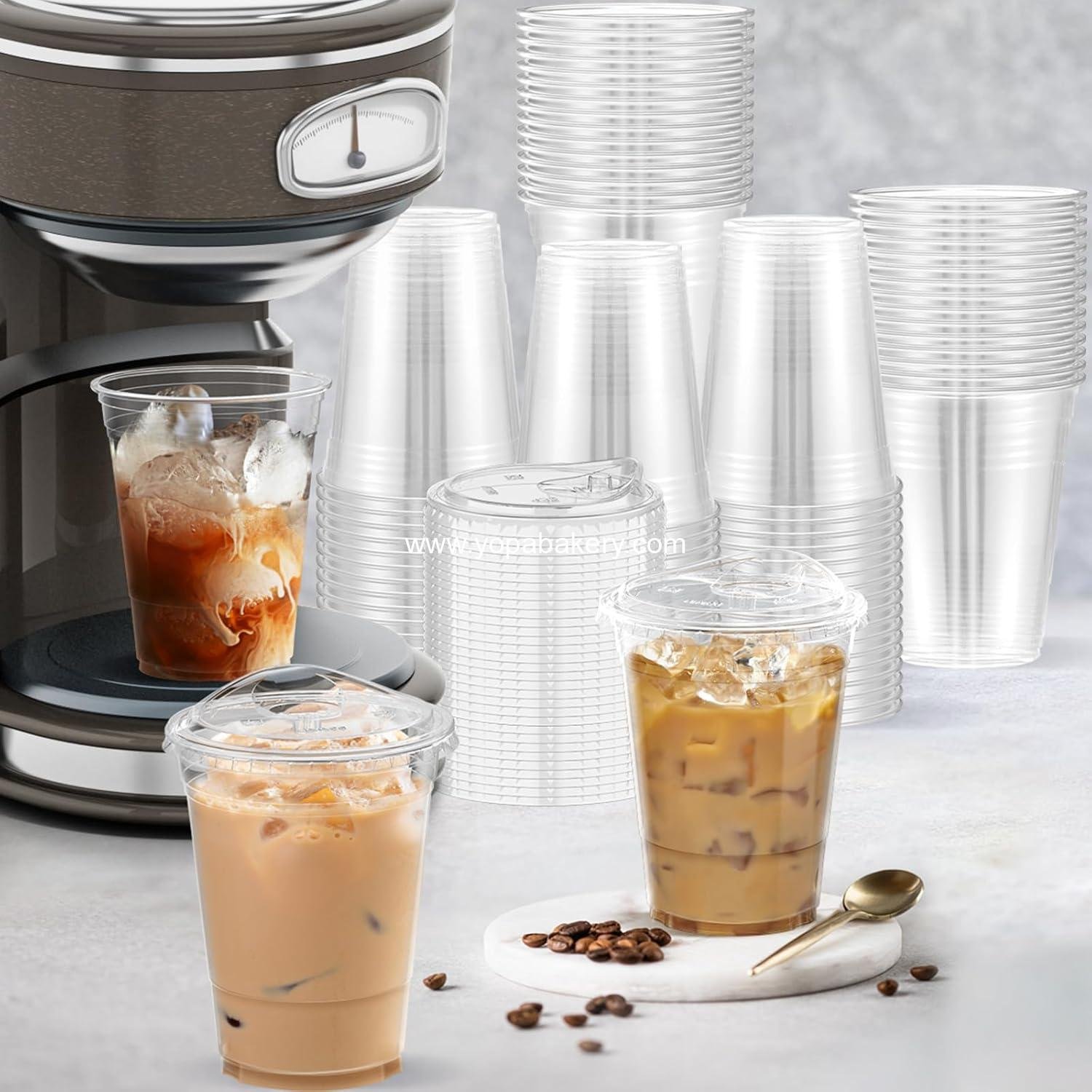 Wholesale 100 Pack - 16 oz Clear Plastic Cups with Lids, Sturdy Iced Coffee & Smoothie Cups for Cold Drinks, Sip Lids Factory Wholesale 100 Pack - 16 oz Clear Plastic Cups with Lids, Sturdy Iced Coffee & Smoothie Cups for Cold Drinks, Sip Lids Factory
