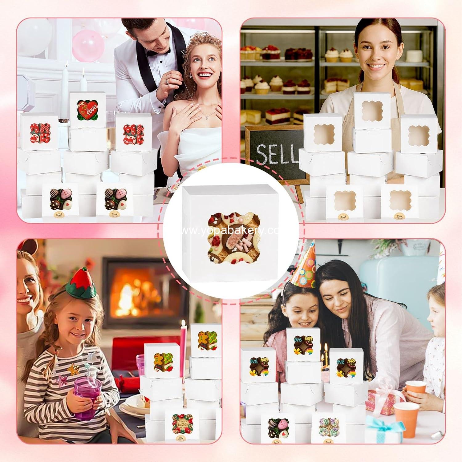 Wholesale 15PCS Cookie Boxes 4x4x2.4 Inches White Mini Bakery Boxes with Window for Cakes Desserts Pastries Donuts Macaroons Strawberries Party Favors Treats Factory Wholesale 15PCS Cookie Boxes 4x4x2.4 Inches White Mini Bakery Boxes with Window for Cakes Desserts Pastries Donuts Macaroons Strawberries Party Favors Treats Factory