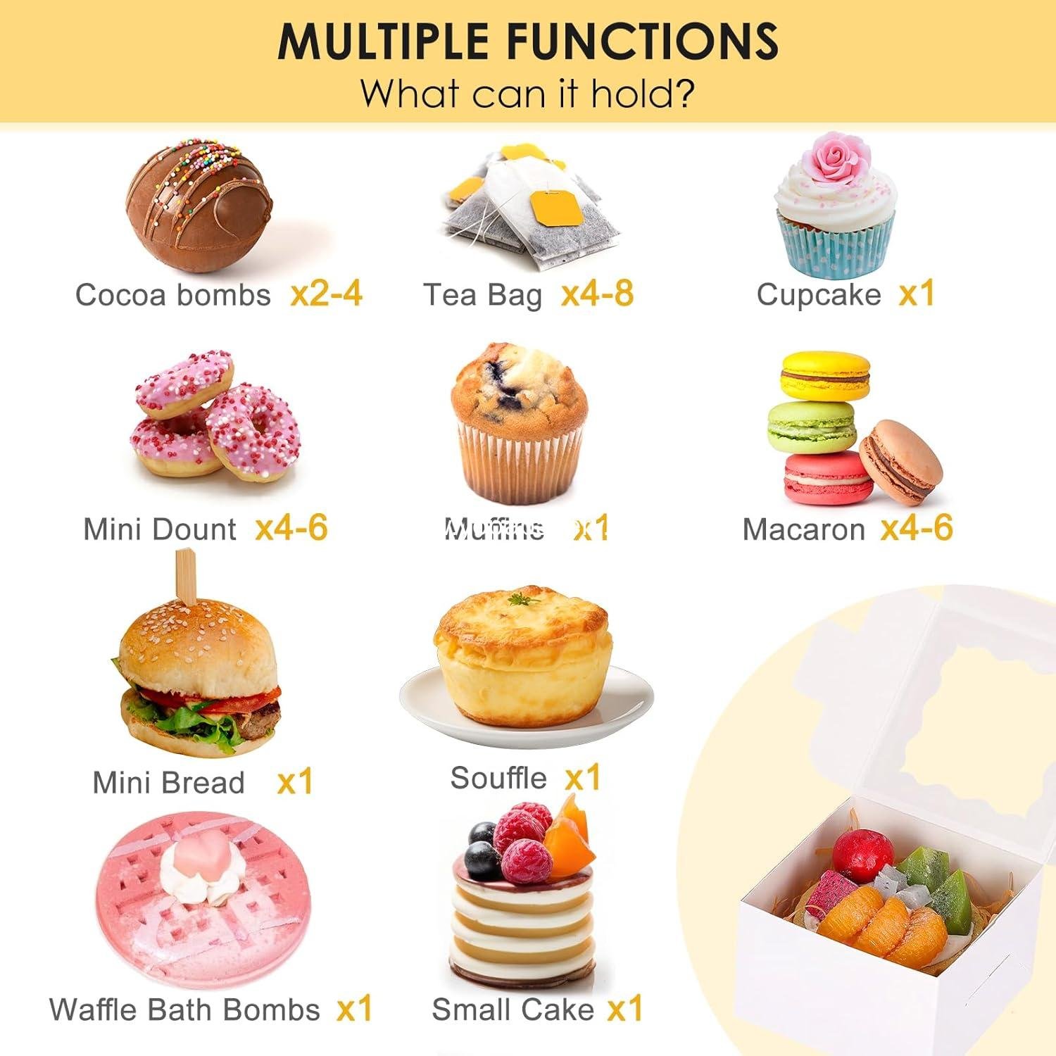 Wholesale 50pcs White Cookie Boxes with Window, 4x4x2.5 Inches Bakery Boxes, Includes 5pcs Stickers for Small Cookies, Treats, Desserts, Chocolate Covered Strawberries, Mini Cake Factory