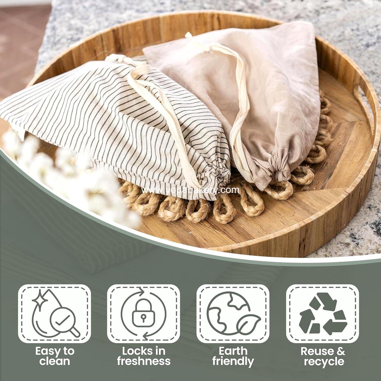 Wholesale Reusable Bread Bags - Pack of 2 Beeswax Bags for Sourdough and Homemade Breads | Linen Storage Bags for Sourdough Loaves | Cotton Food Storage Bag (Olive Leaf/Almond Branch) Factory