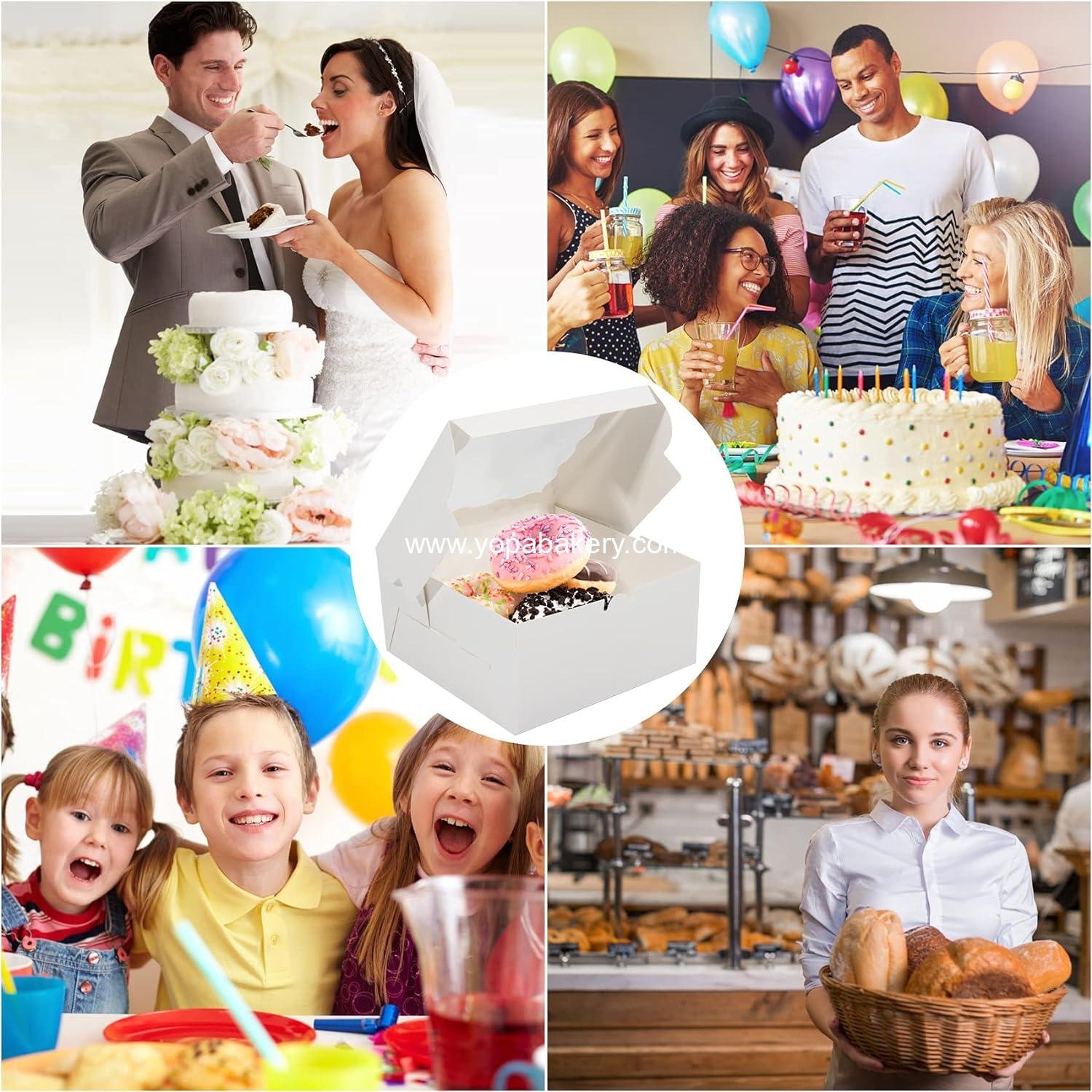 Wholesale 30 Pcs White Bakery Boxes with Window, 6 x 6 x 3 Inches, Paperboard Treat Boxes for Cookies, Pastries, Strawberries, Macarons Factory