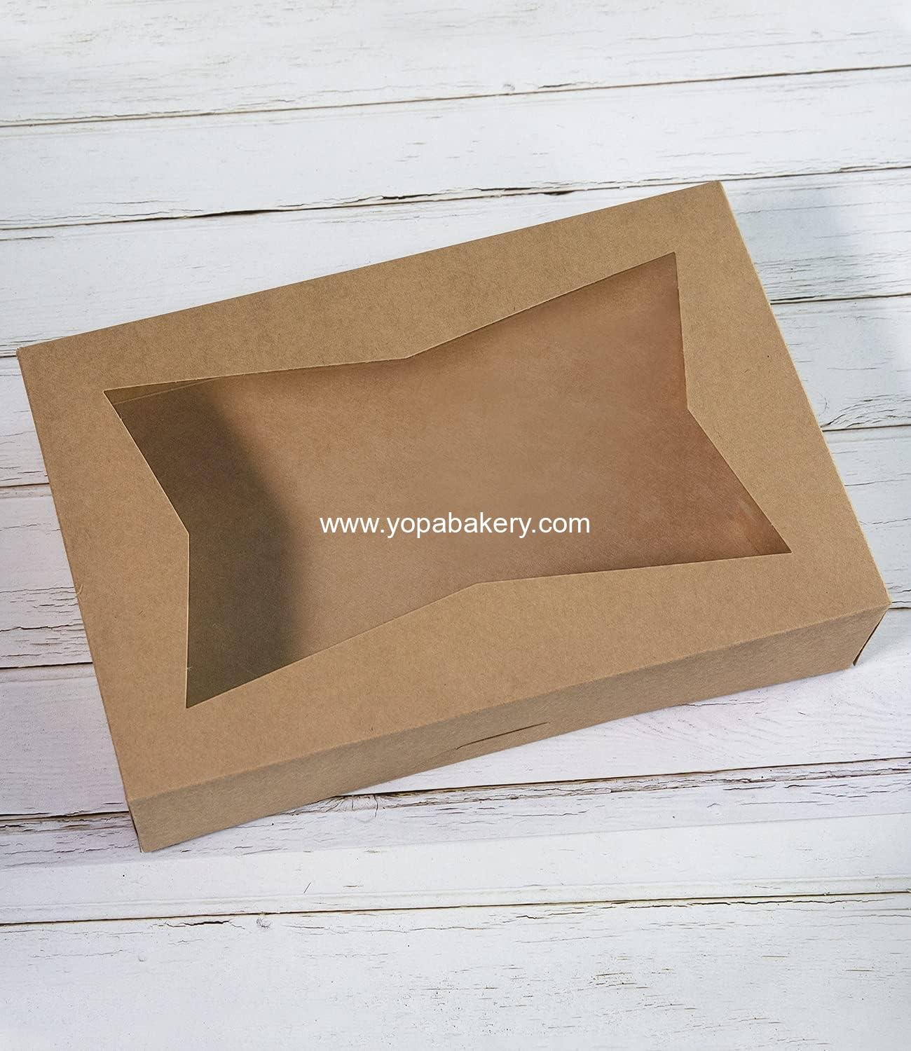 Wholesale 15-Pack 10-Inch Brown Pastry Bakery Cookie Boxes - Large 10x7.75x2.5 Inch Donut, Muffin, Cookie Containers with PVC Window - Auto-Pop Up Nature Cardboard Take Out Box, Pack of 15 Factory