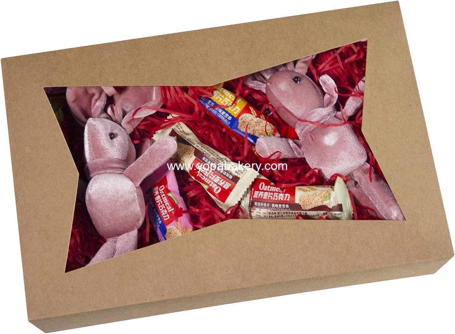 Wholesale 15-Pack 10-Inch Brown Pastry Bakery Cookie Boxes - Large 10x7.75x2.5 Inch Donut, Muffin, Cookie Containers with PVC Window - Auto-Pop Up Nature Cardboard Take Out Box, Pack of 15 Factory