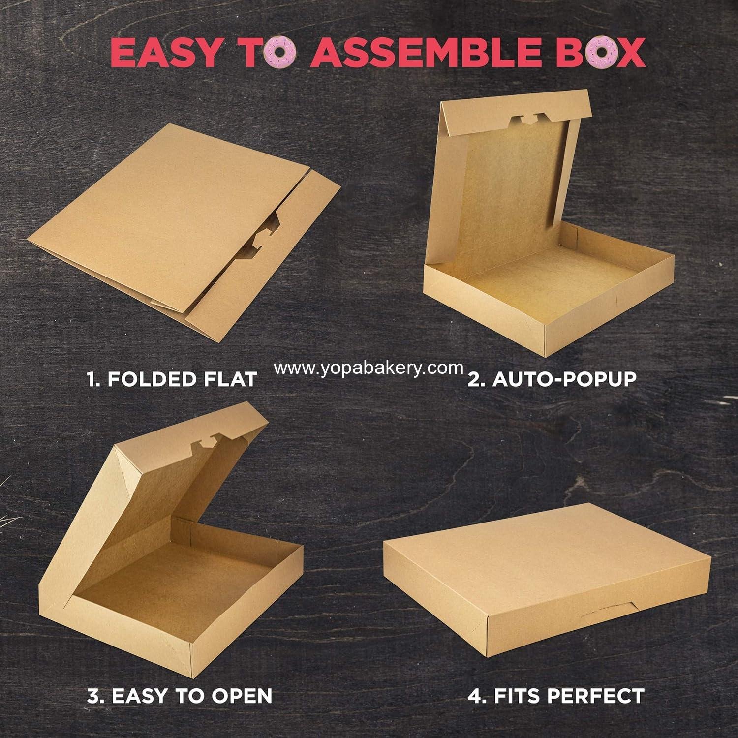 Wholesale Auto-Popup 18 Pack Donut Box 15x11.5x2.25 - Large Kraft Brown Boxes for Baked Goods, Cookies, Breads, Cupcakes, and Pizza - Durable Pastry Box for Home and Bakery Factory