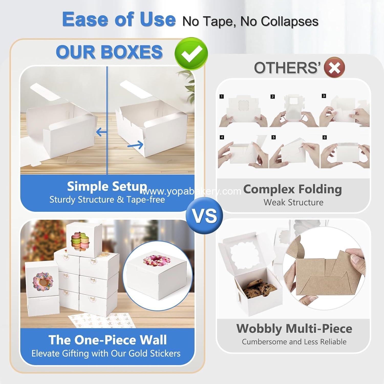 Wholesale 4-Inch Small Cookie Boxes - 25 Pcs White Bakery Treat Boxes with Window for Gifting and To-Go Containers for Cake Slices, Macarons, Donuts 4x4x2.5 Factory