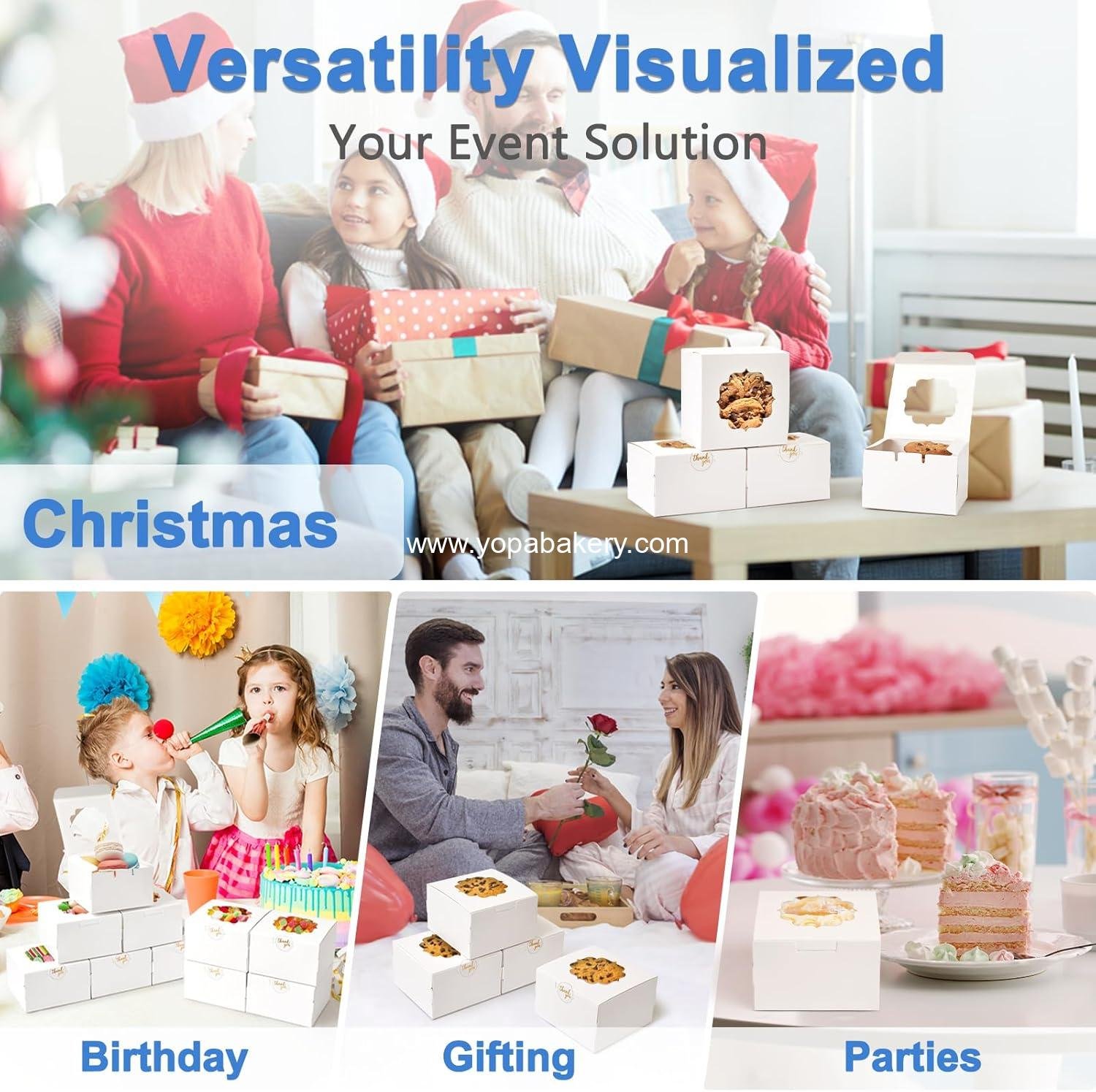 Wholesale 4-Inch Small Cookie Boxes - 25 Pcs White Bakery Treat Boxes with Window for Gifting and To-Go Containers for Cake Slices, Macarons, Donuts 4x4x2.5 Factory