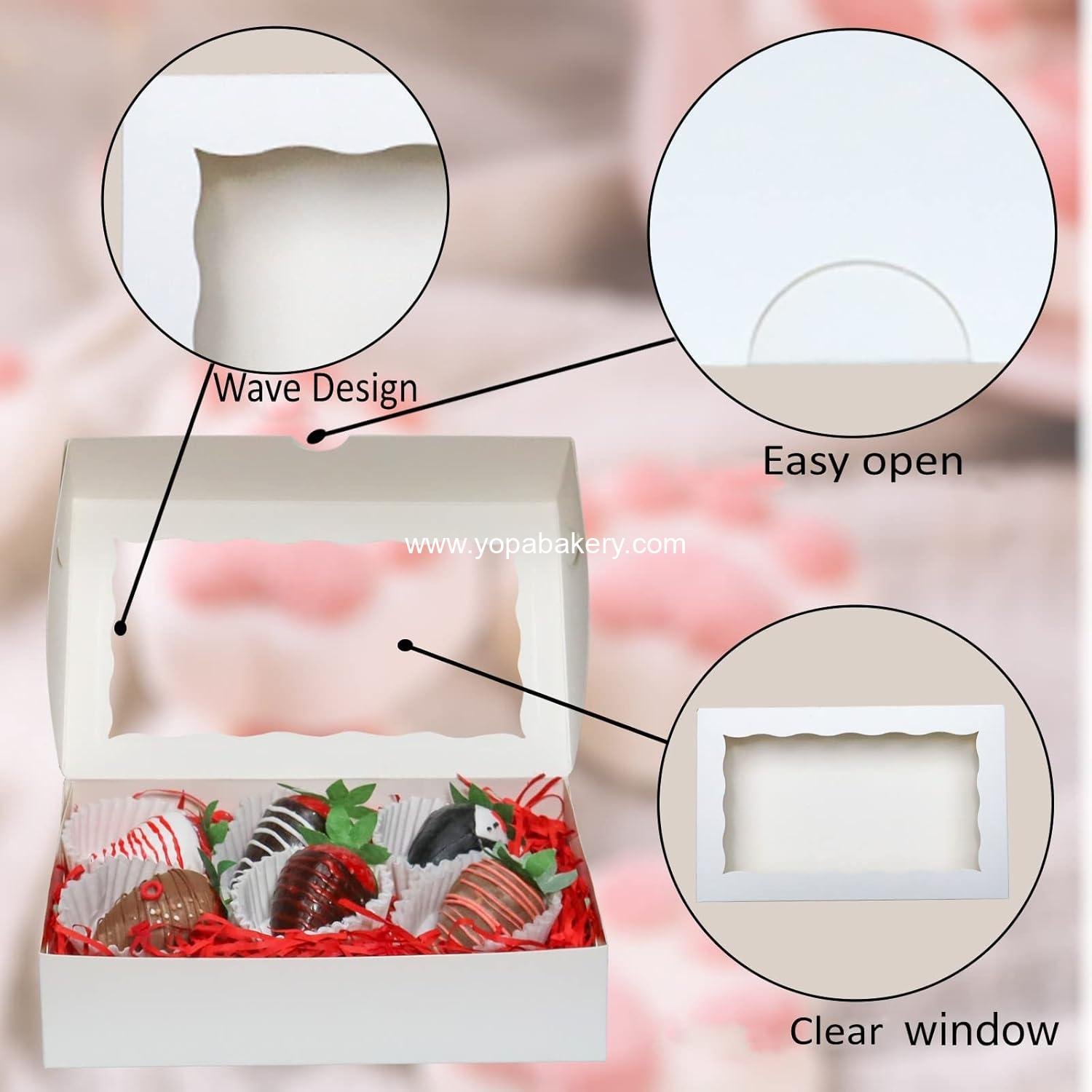 Wholesale 20PCS 8x5x2 Inch Bakery Boxes with Window for Chocolate Covered Strawberries, Cakesickles, Chocolate Truffles, Pretzels & More - Manufacturer