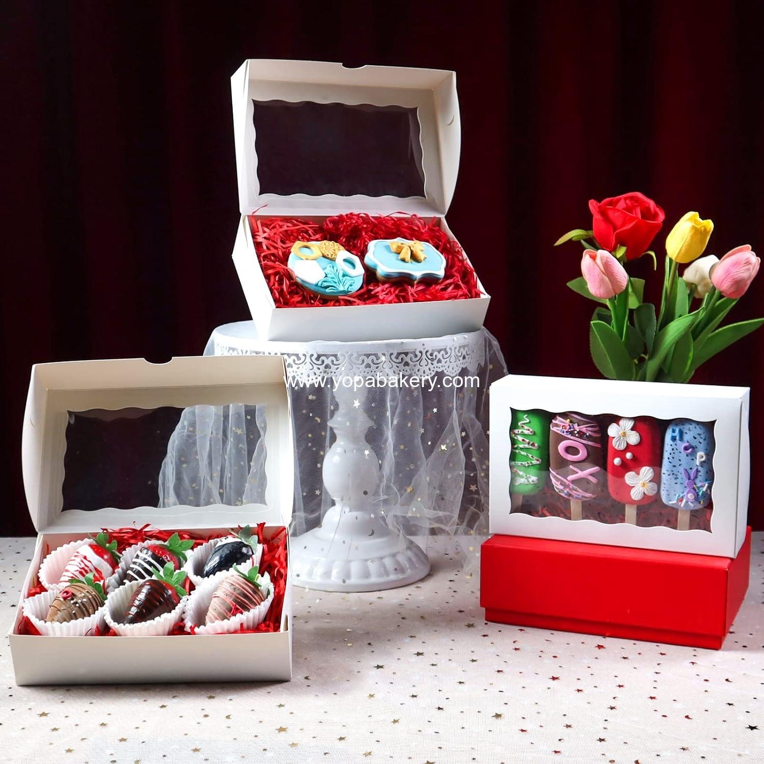 Wholesale 20PCS 8x5x2 Inch Bakery Boxes with Window for Chocolate Covered Strawberries, Cakesickles, Chocolate Truffles, Pretzels & More - Manufacturer