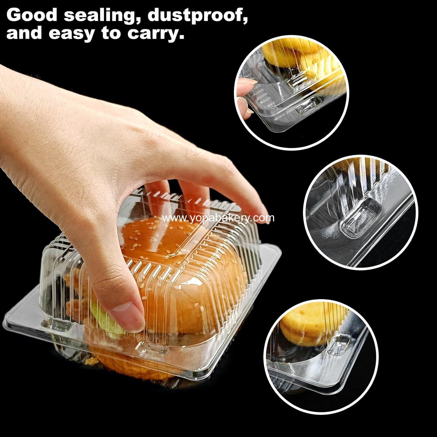 Wholesale 100 Pack Clear Plastic Disposable Clamshell Containers, 5 x 5 Inch Hinged Takeout Tray for Desserts, Cakes, and Sandwiches, OEM Factory Wholesale 100 Pack Clear Plastic Disposable Clamshell Containers, 5 x 5 Inch Hinged Takeout Tray for Desserts, Cakes, and Sandwiches, OEM Factory