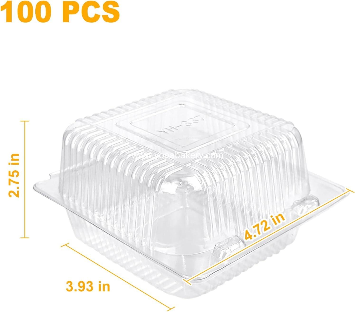 Wholesale 100 Pack Clear Plastic Disposable Clamshell Containers, 5 x 5 Inch Hinged Takeout Tray for Desserts, Cakes, and Sandwiches, OEM Factory Wholesale 100 Pack Clear Plastic Disposable Clamshell Containers, 5 x 5 Inch Hinged Takeout Tray for Desserts, Cakes, and Sandwiches, OEM Factory